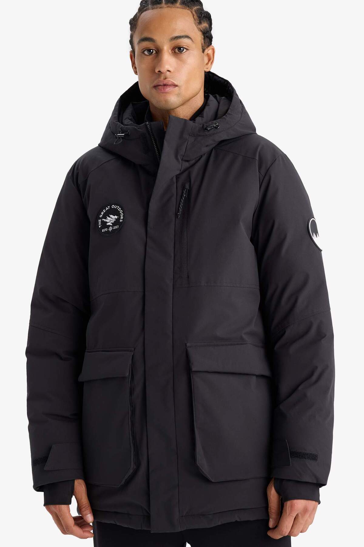 DeFacto Sıcak Tutan Su İtici Regular Fit Kapüşonlu Fermuarlı Rüzgar Geçirmez Parka Mont F3793AX25WN