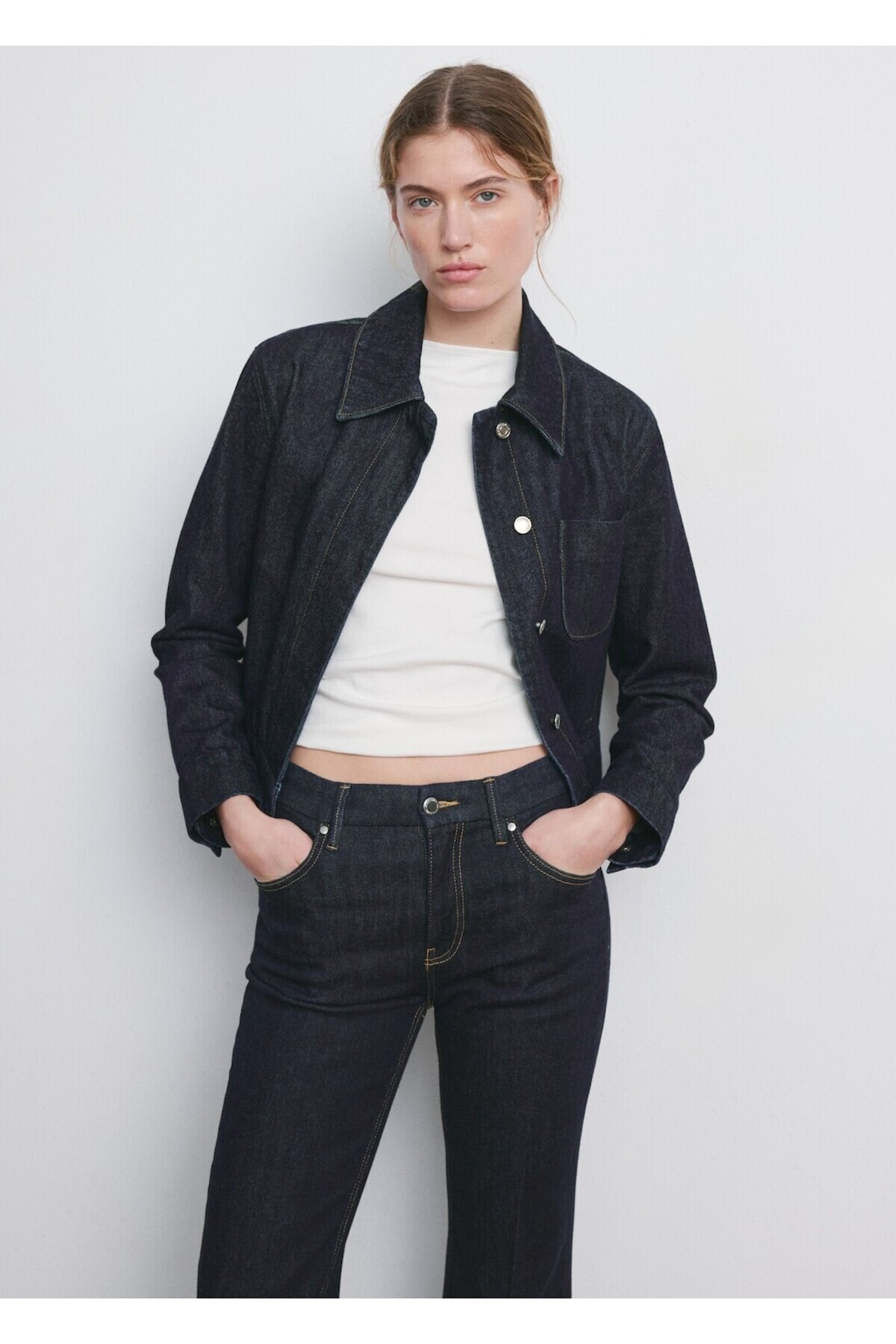 MANGO  Violeta yüksek bel flare jean pantolon - Görsel 6