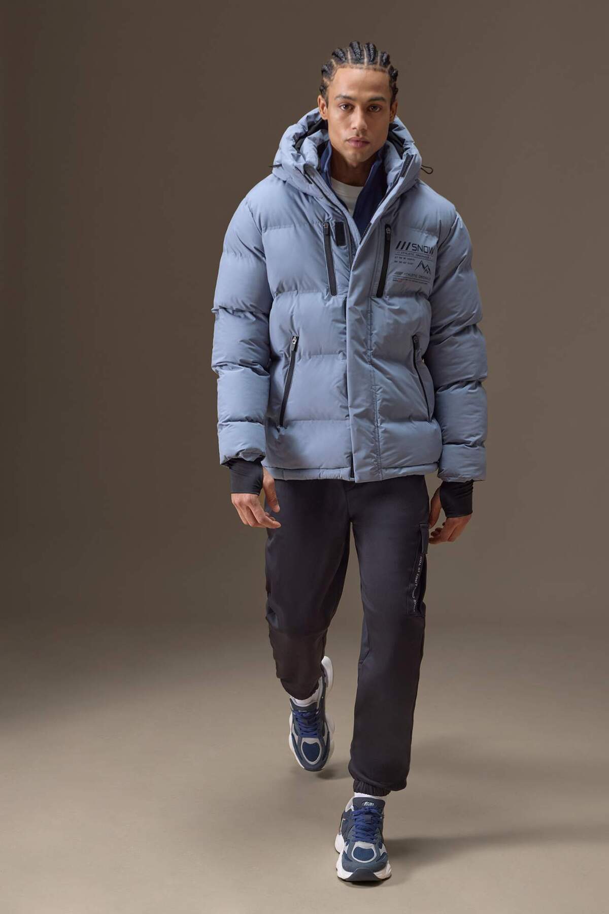 Defacto  Su İtici Regular Fit Kapüşonlu Rüzgar Geçirmez Şişme Mont E9485AX25WN - Görsel 2