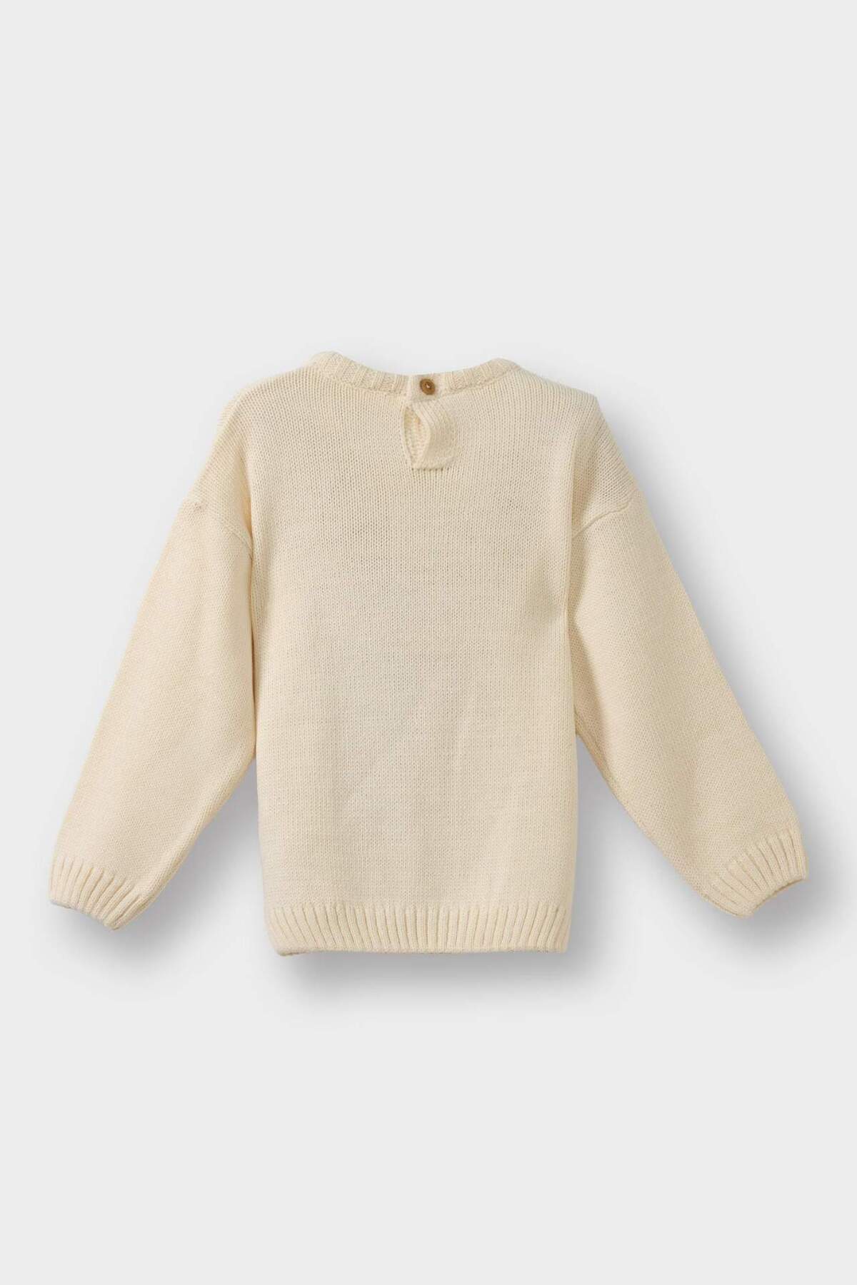 Defacto Büyük Yaka Ayı Baskılı Triko Kazak Kız Bebek G3304A525WN fotoğrafı 4 (önizleme)