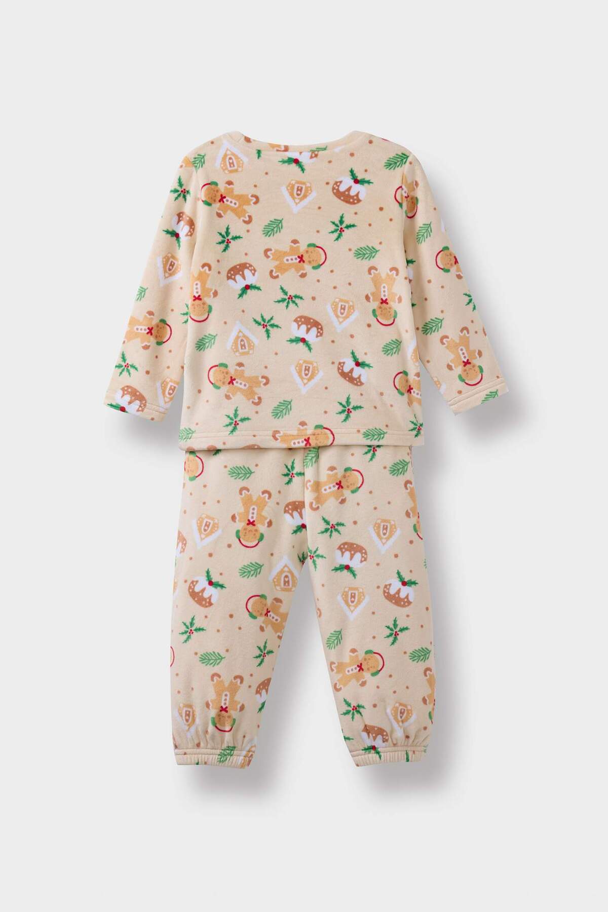 Defacto Pijama Takımı Yılbaşı Temalı Uzun Kollu Velur Üst Uzun Alt Erkek Bebek F5561A525WN fotoğrafı 4 (önizleme)