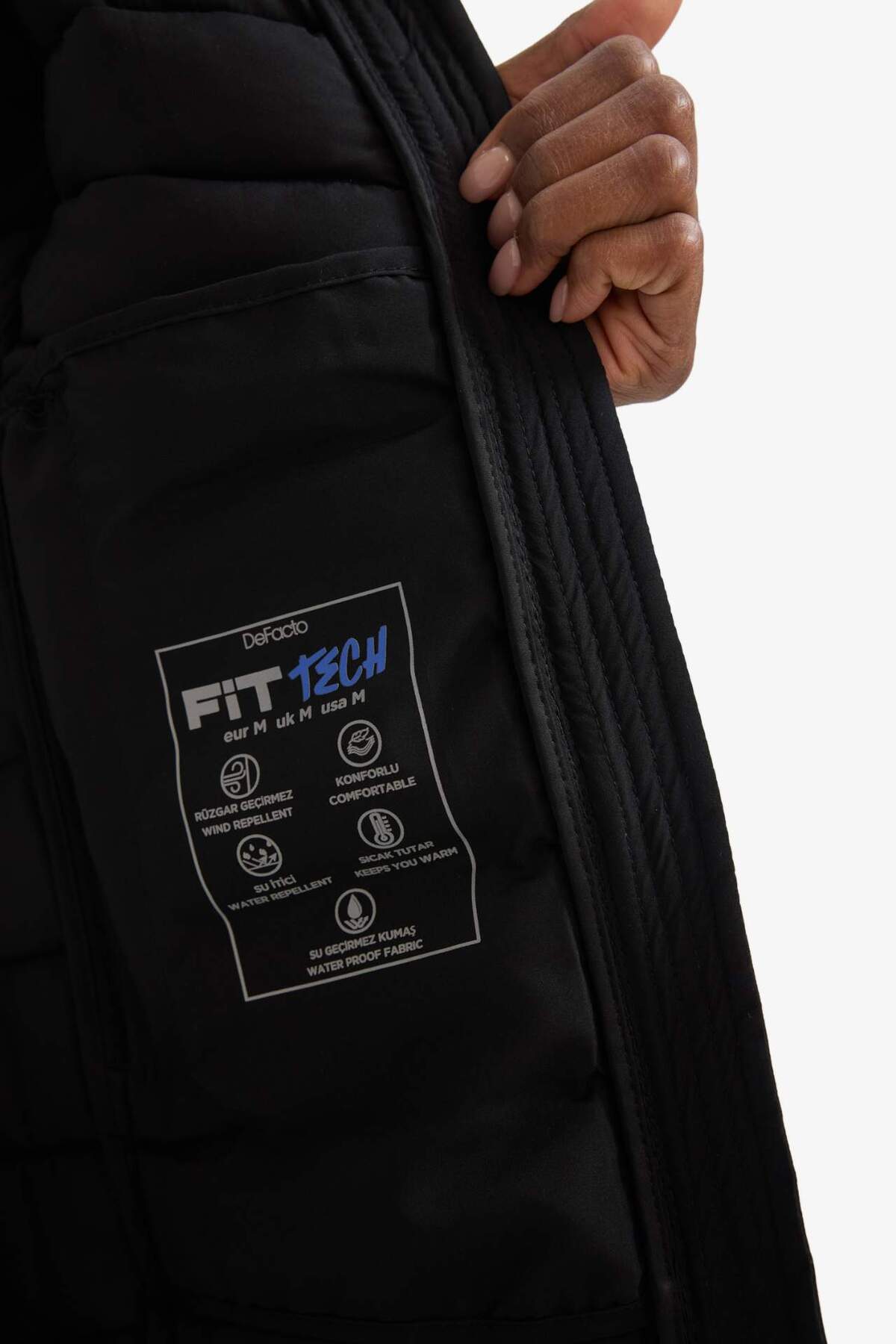 Defacto  Su İtici Regular Fit Kapüşonlu Fermuarlı Cepli Şişme Mont E9253AX25AU - Görsel 5