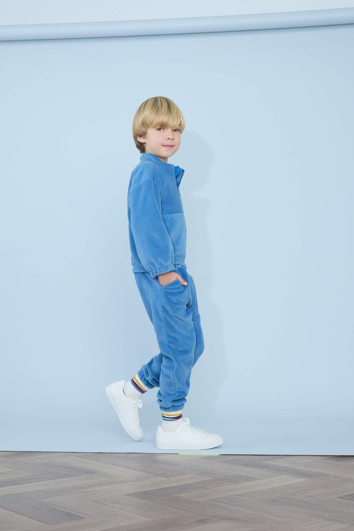 Defacto 2'li Takım Polar Yarım Fermuarlı Sweatshirt Eşofman Altı Erkek Bebek G4394A525WN fotoğrafı 2 (önizleme)