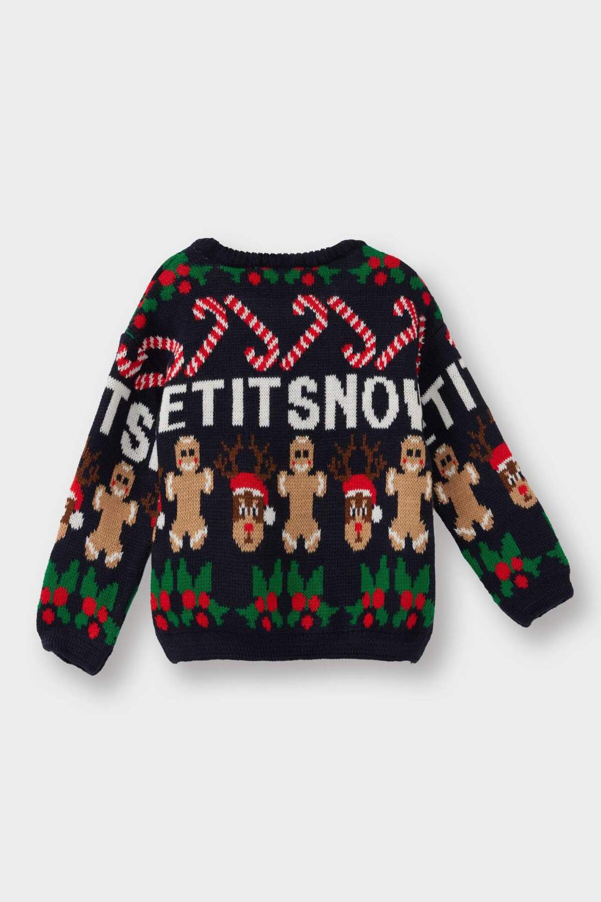 Defacto Yılbaşı Temalı Triko Kazak Erkek Bebek F2588A525WN fotoğrafı 5 (önizleme)