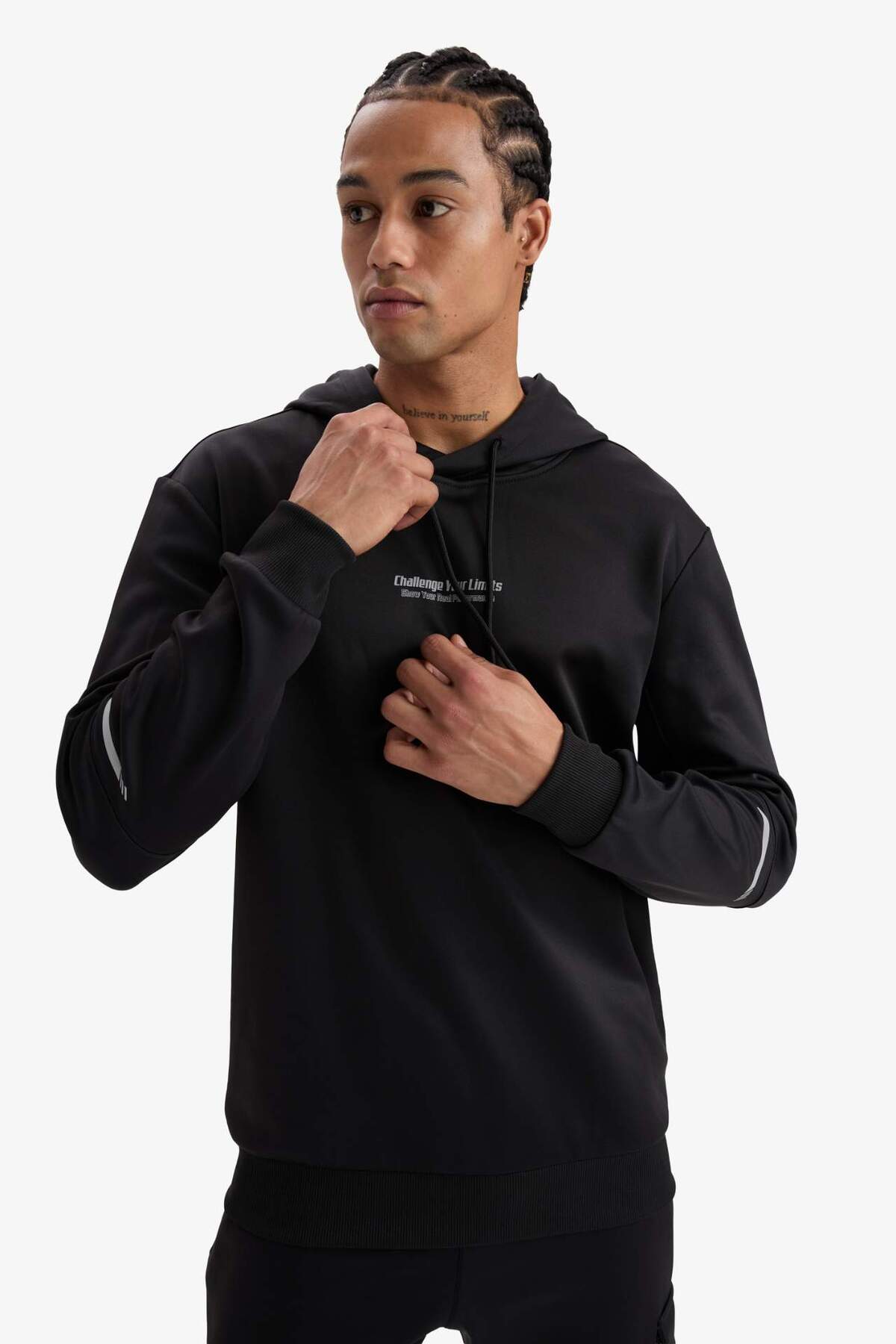 DeFacto Sıcak Tutan Standart Fit Kapüşonlu Sporcu Sweatshirt D3736AX25WN görsel 3