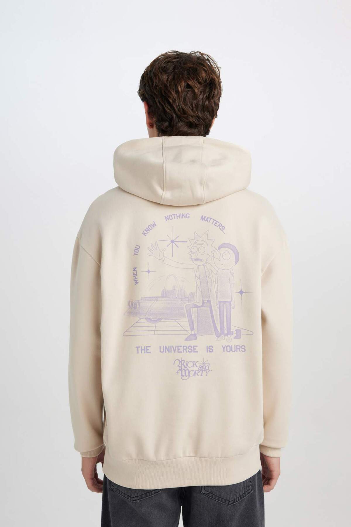 DeFacto Rıck and Morty Boxy Fit Kapüşonlu Baskılı Sweatshirt D6770AX25SP görsel 6