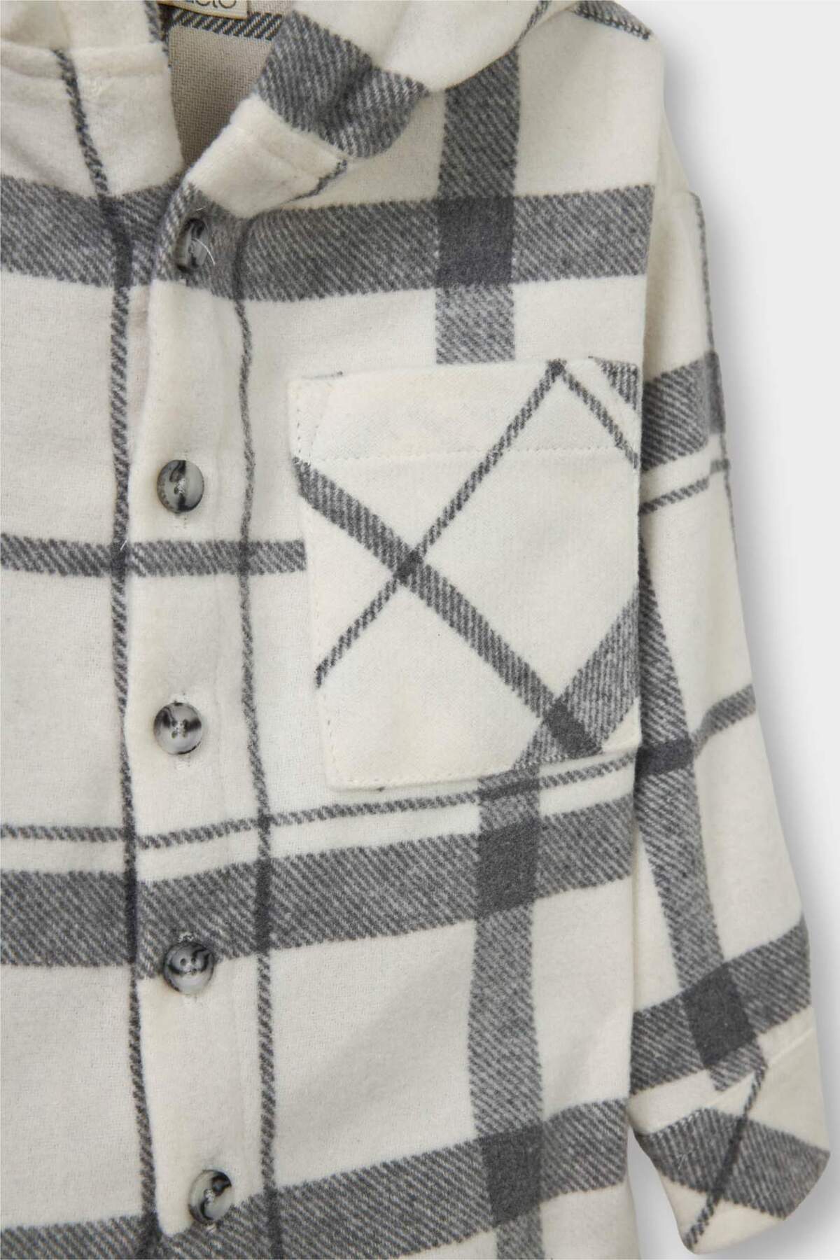 Defacto Erkek Bebek 2'li Takım Kareli Twill Kapüşonlu Gömlek Pantolon G3225A525WN fotoğrafı 3 (önizleme)