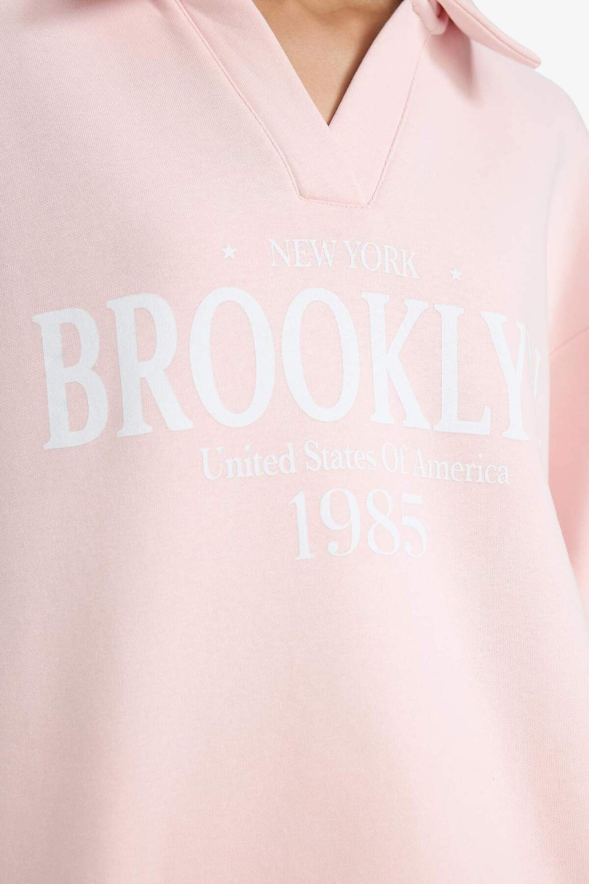 Defacto  Relax Fit Polo Yaka Baskılı Kalın Sweatshirt G6412AX25WN - Görsel 4