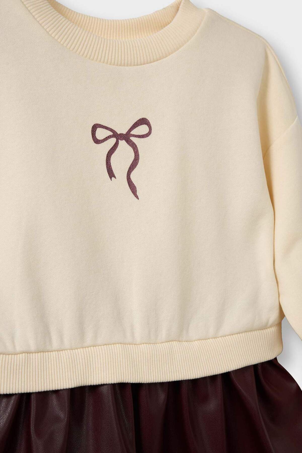 Defacto Baskılı Uzun Kollu Sweatshirt Elbise Kız Bebek G5029A525WN fotoğrafı 2 (önizleme)