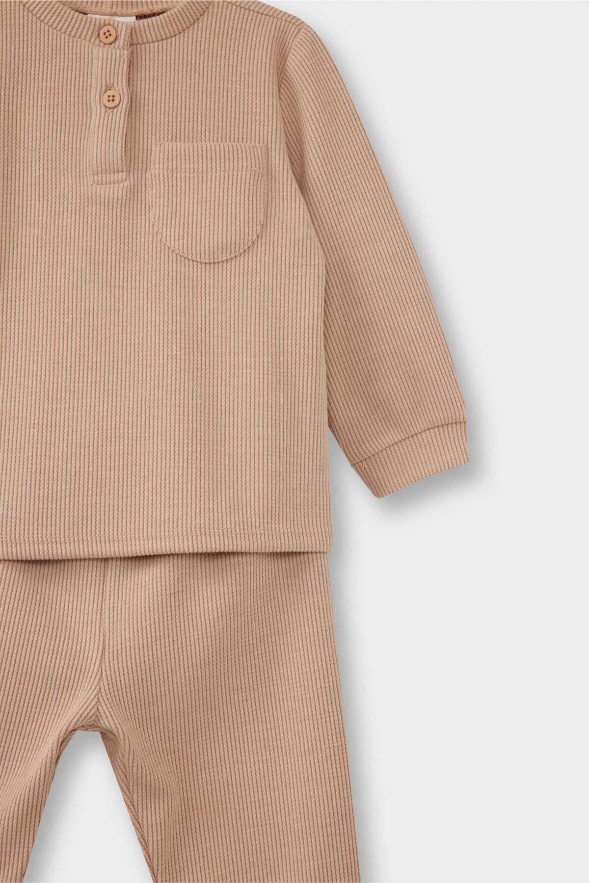 Defacto Pijama Takımı Uzun Kollu Waffle Üst Uzun Alt Erkek Bebek G1520A525WN fotoğrafı 3 (önizleme)