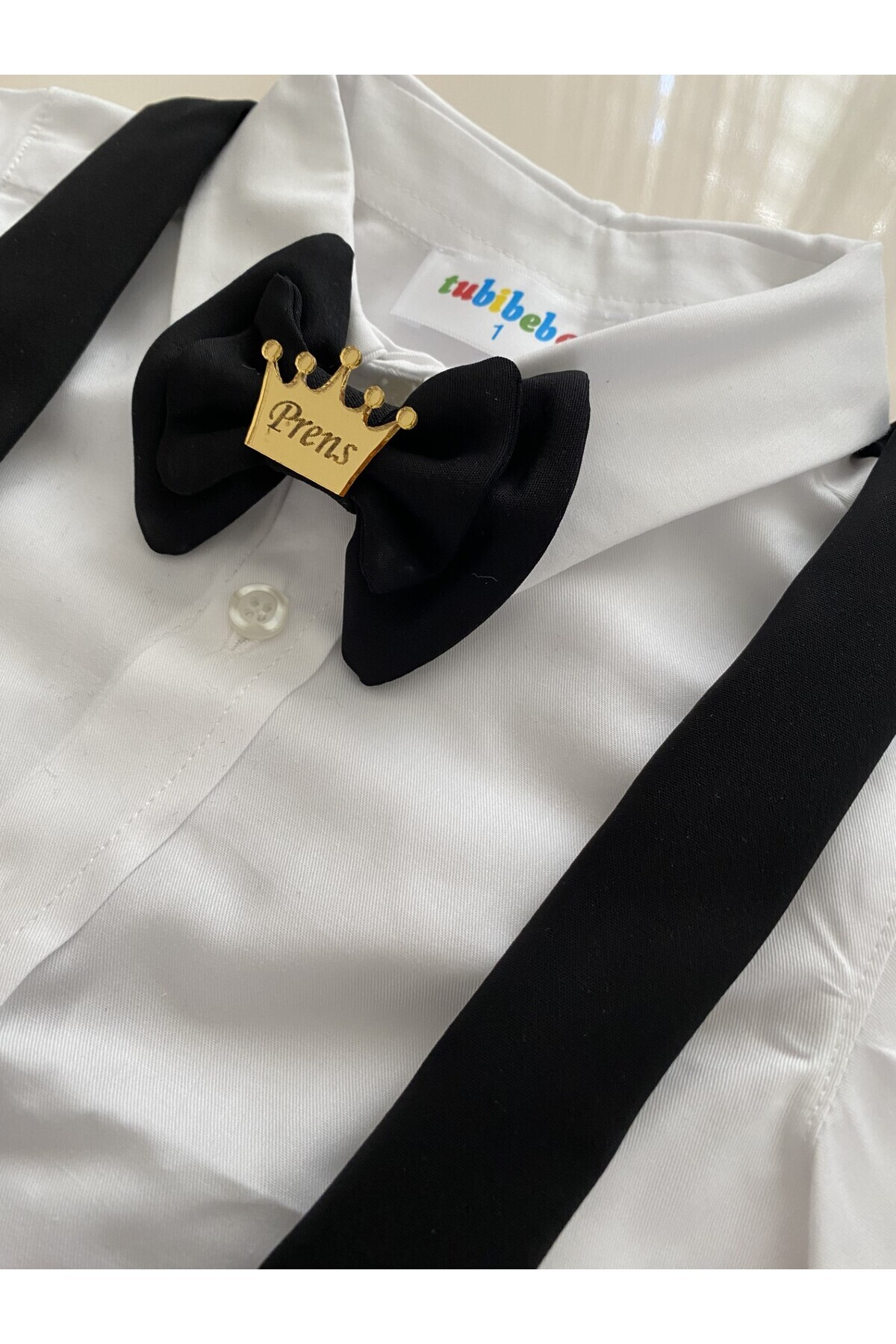 tubibebe Siyah & Gold Pileli Şort Salopet Takım - Erkek Bebek Doğum Günü Kıyafeti - Özel Gün Kostümü fotoğrafı 3 (önizleme)