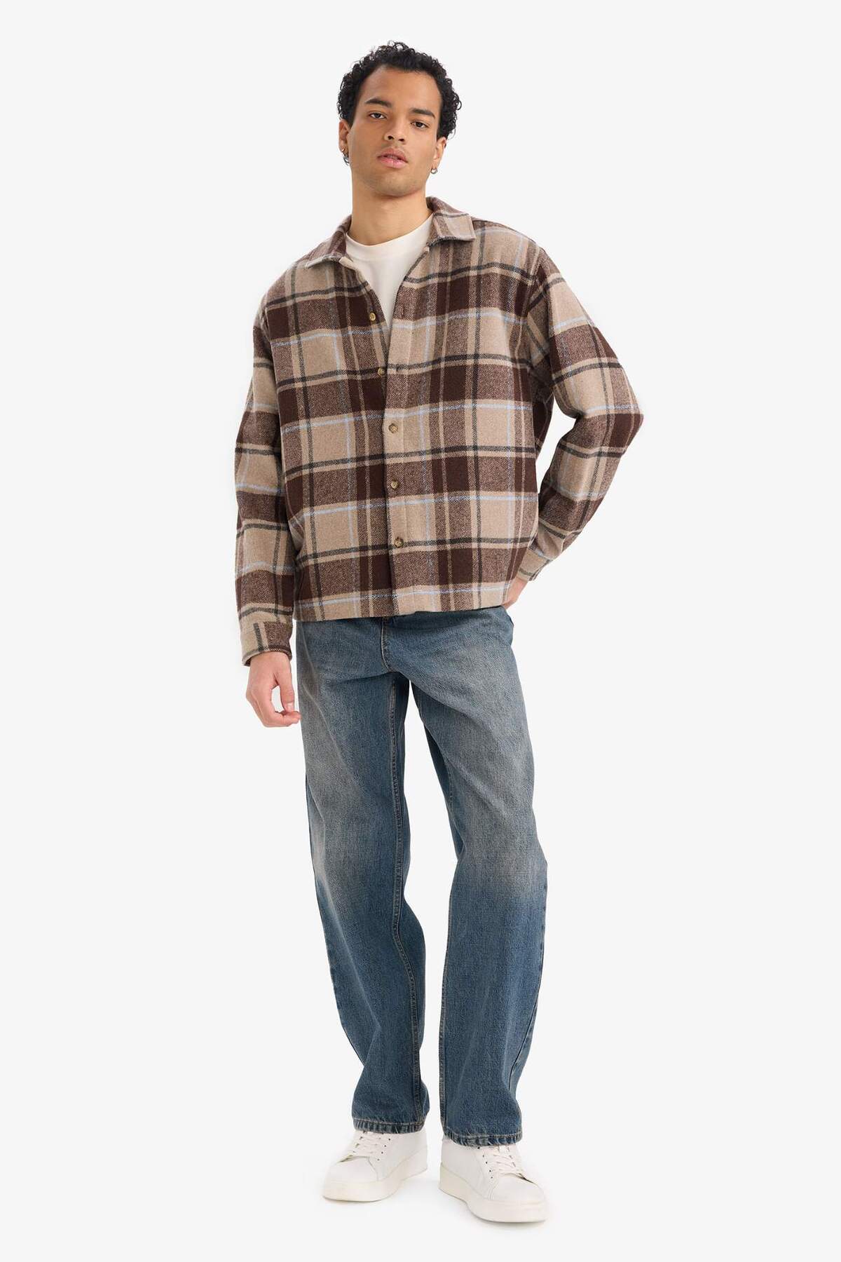 DeFacto Boxy Fit Kareli Flanel Uzun Kollu Gömlek G4744AX25WN görsel 2