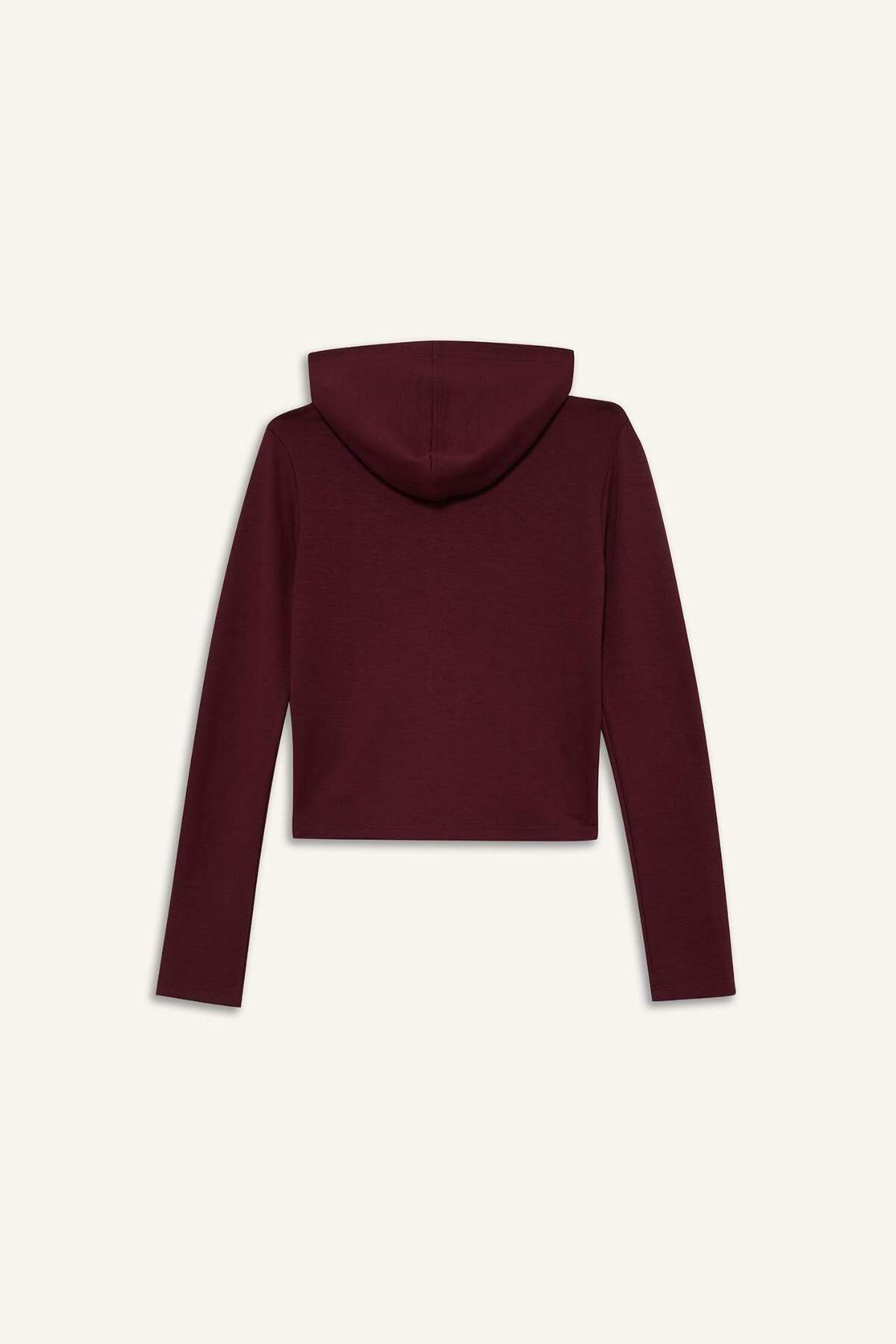 DeFacto Slim Fit Dar Kesim Kapüşonlu Modal Fermuarlı Sweatshirt F7651AX25AU görsel 5