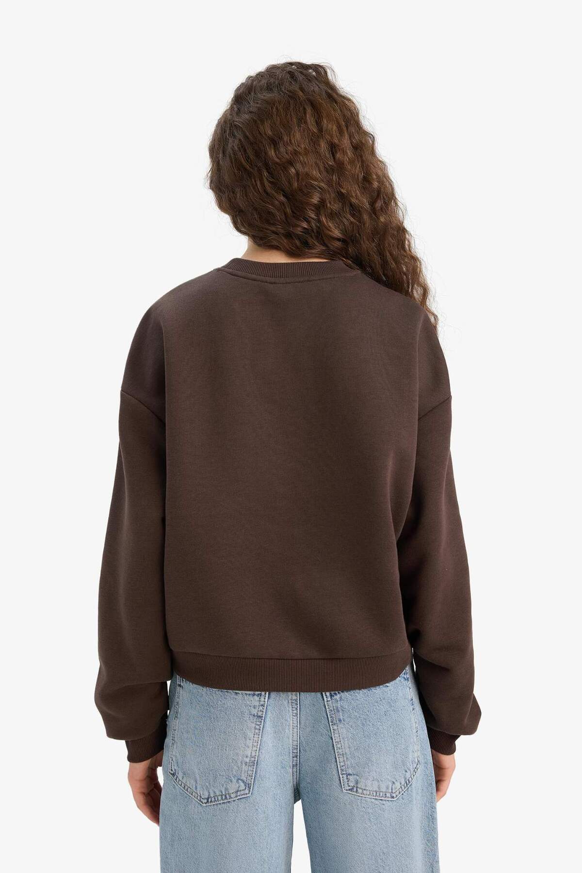 Defacto  Regular Fit Bisiklet Yaka Baskılı Sweatshirt E8602AX25WN - Görsel 5