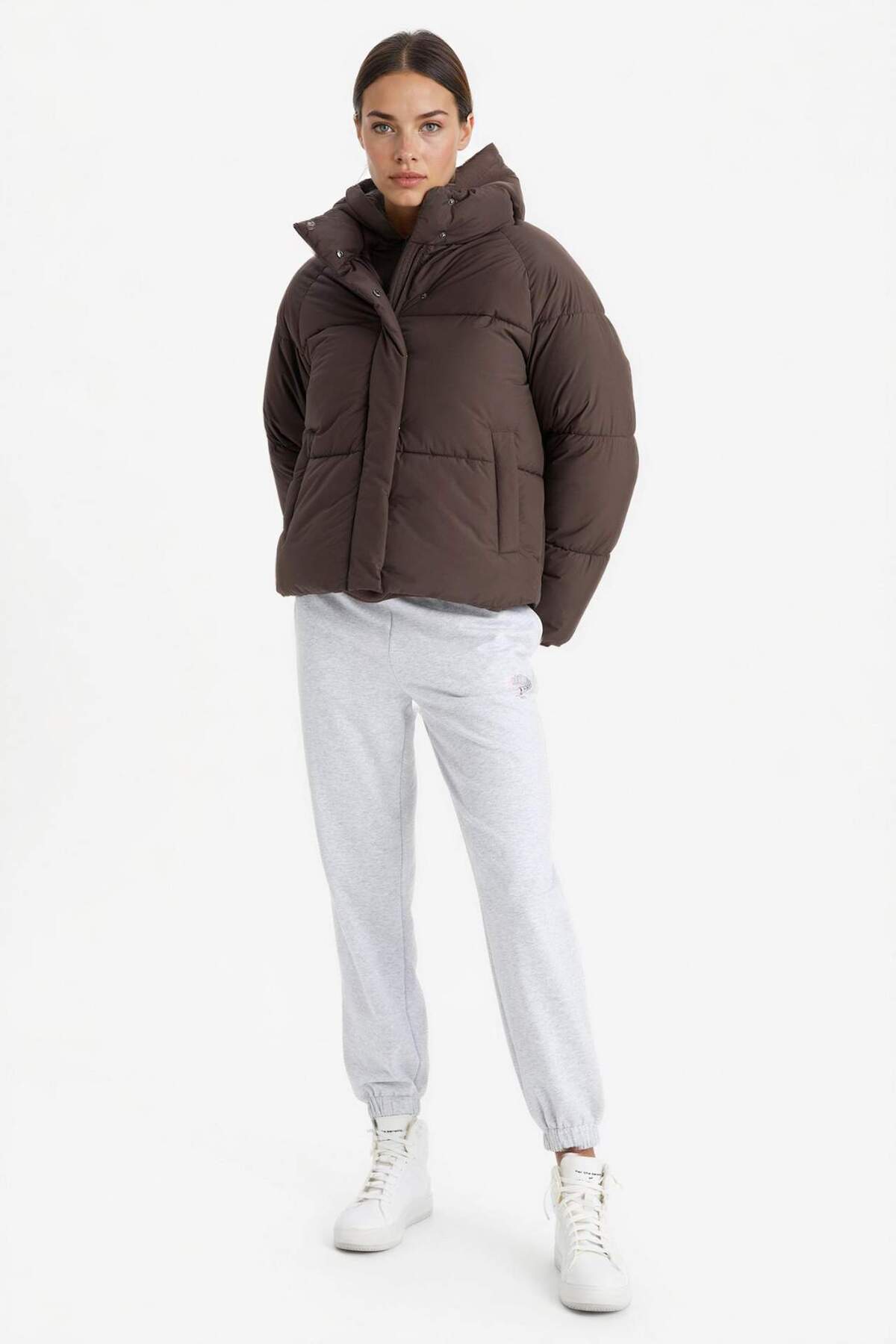 Defacto  Su İtici Regular Fit Dik Yaka Reglan Kol Kışlık Şişme Mont A1550AX25WN - Görsel 2