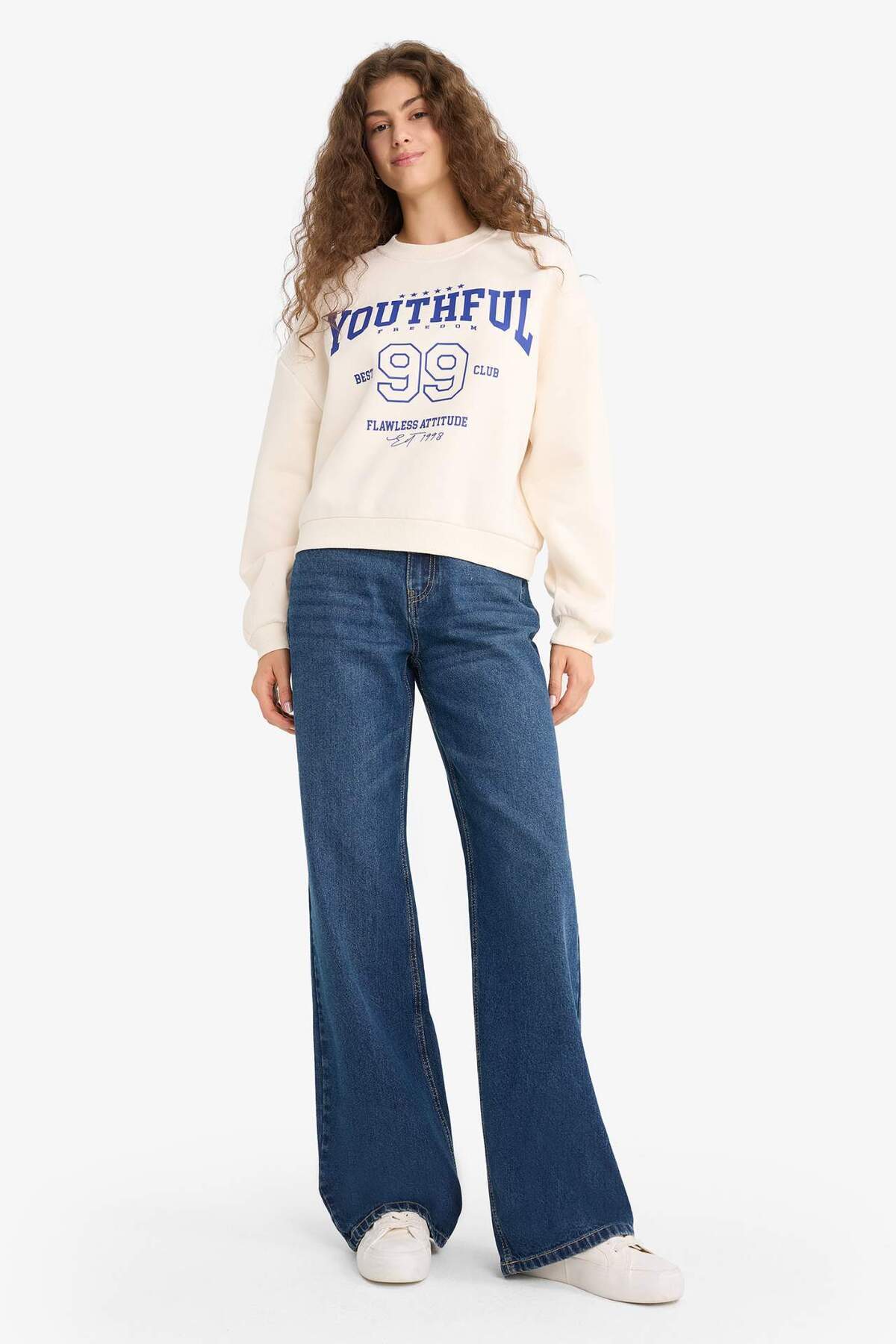 Defacto  Regular Fit Bisiklet Yaka Baskılı Sweatshirt E9502AX25WN - Görsel 2