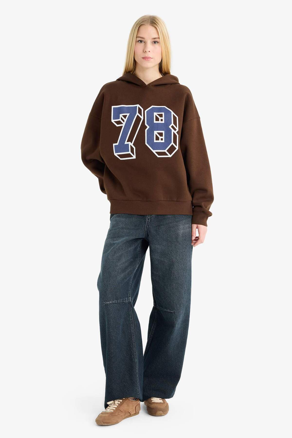 Defacto  Overshirt Fit Kapüşonlu Baskılı Sweatshirt G0965AX25WN - Görsel 2