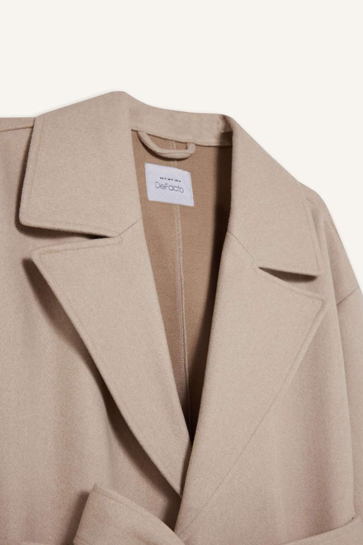 Defacto  Regular Fit Kuşaklı Kaşe Kaban E8636AX25AU - Görsel 6