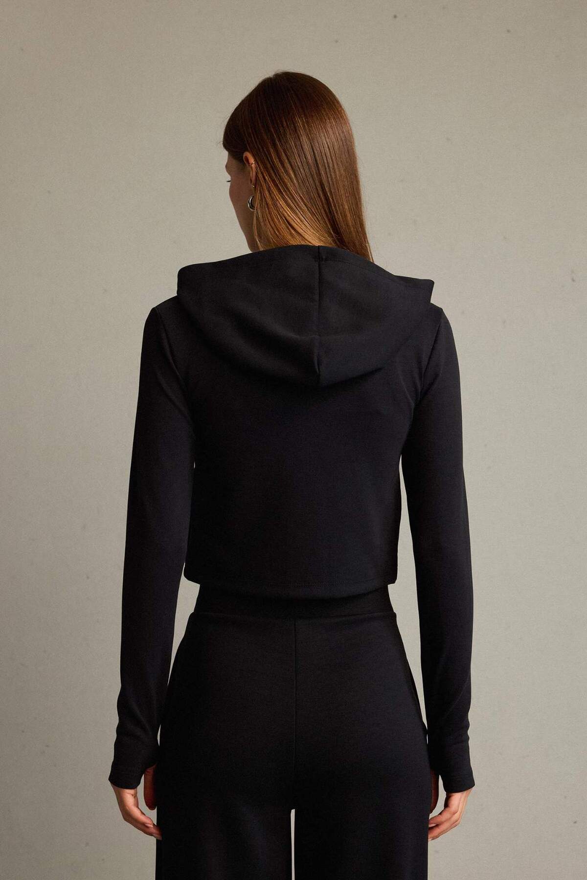 Defacto  Kapüşonlu Fermuarlı Modal Hırka G2956AX25AU - Görsel 6