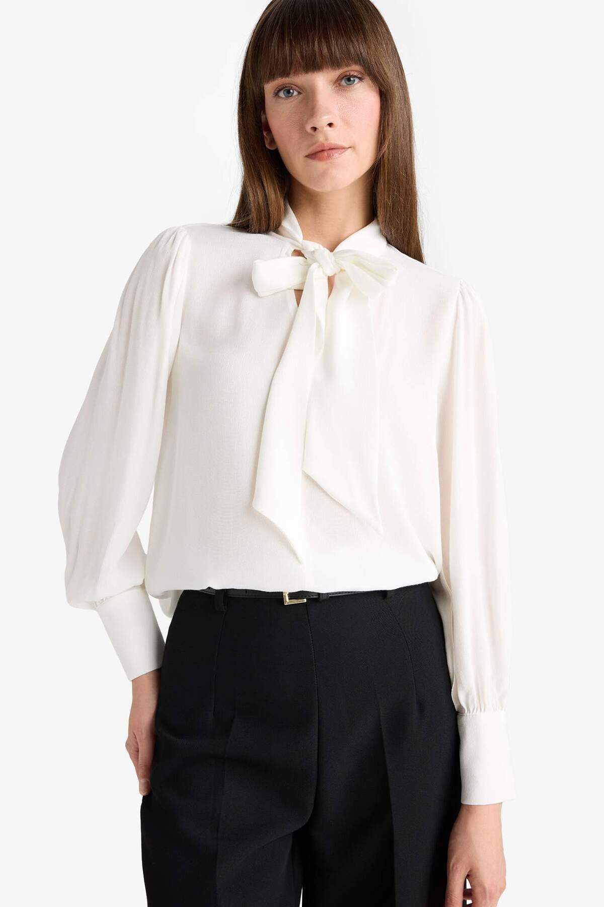 Defacto  Regular Fıt Fiyonk Yaka Maroken Uzun Kollu Gömlek G2280AX25AU - Görsel 4