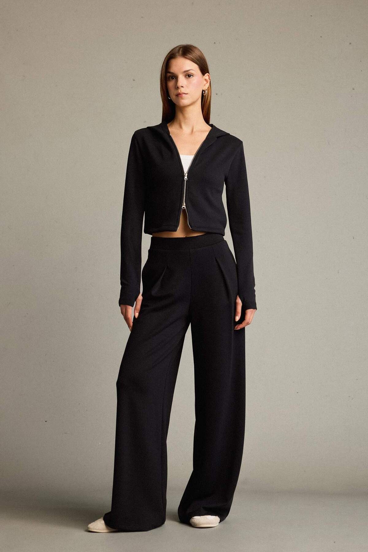 Defacto  Kapüşonlu Fermuarlı Modal Hırka G2956AX25AU - Görsel 2