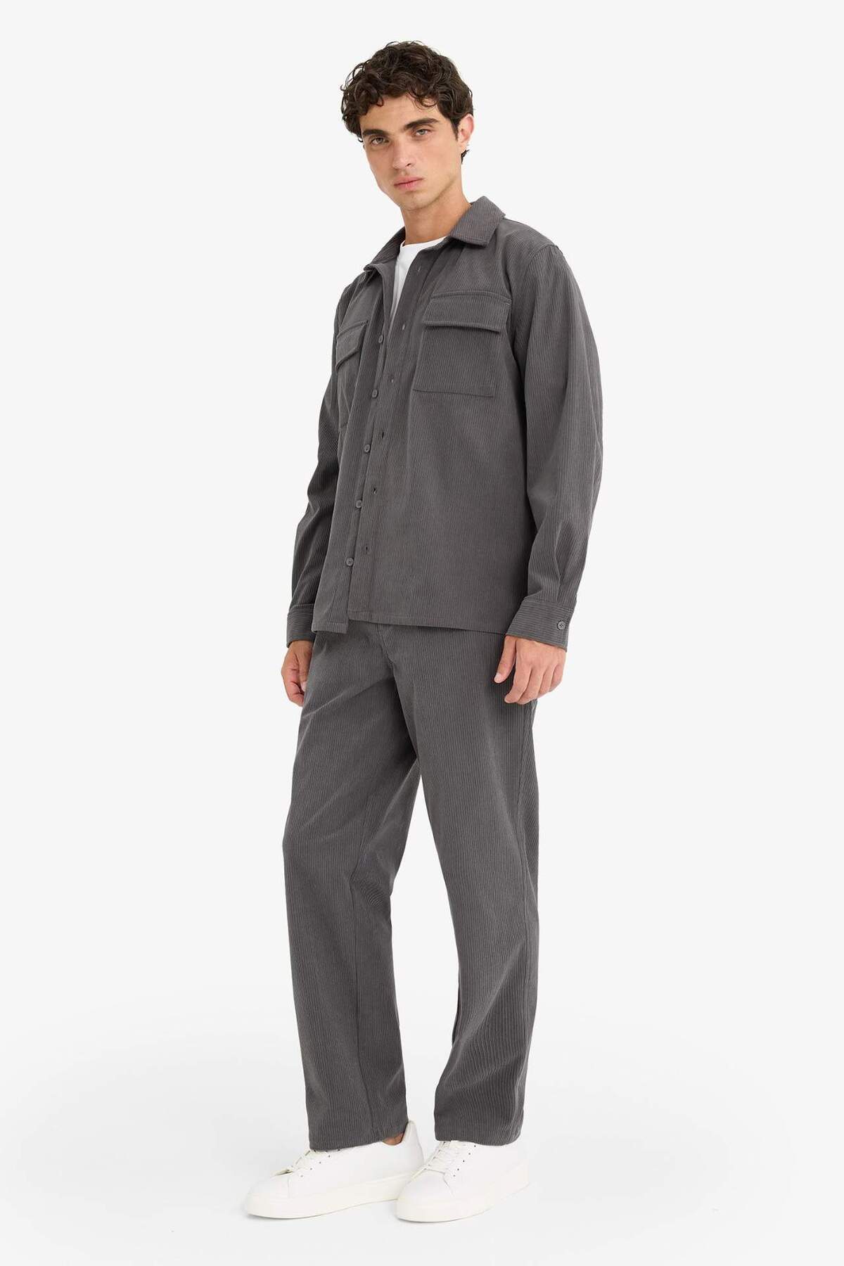 Defacto  Wıde Leg Geniş Paça Fitilli Kadife Pantolon F2042AX25WN - Görsel 2