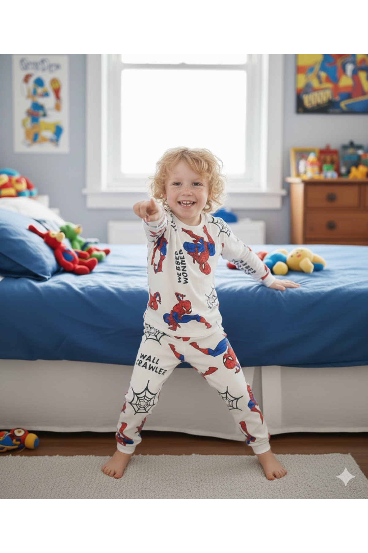 bunny hopp Erkek Çocuk %100 Pamuk Süprem Penye Uzun Kollu desenli Pijama Takımı fotoğrafı 2 (önizleme)