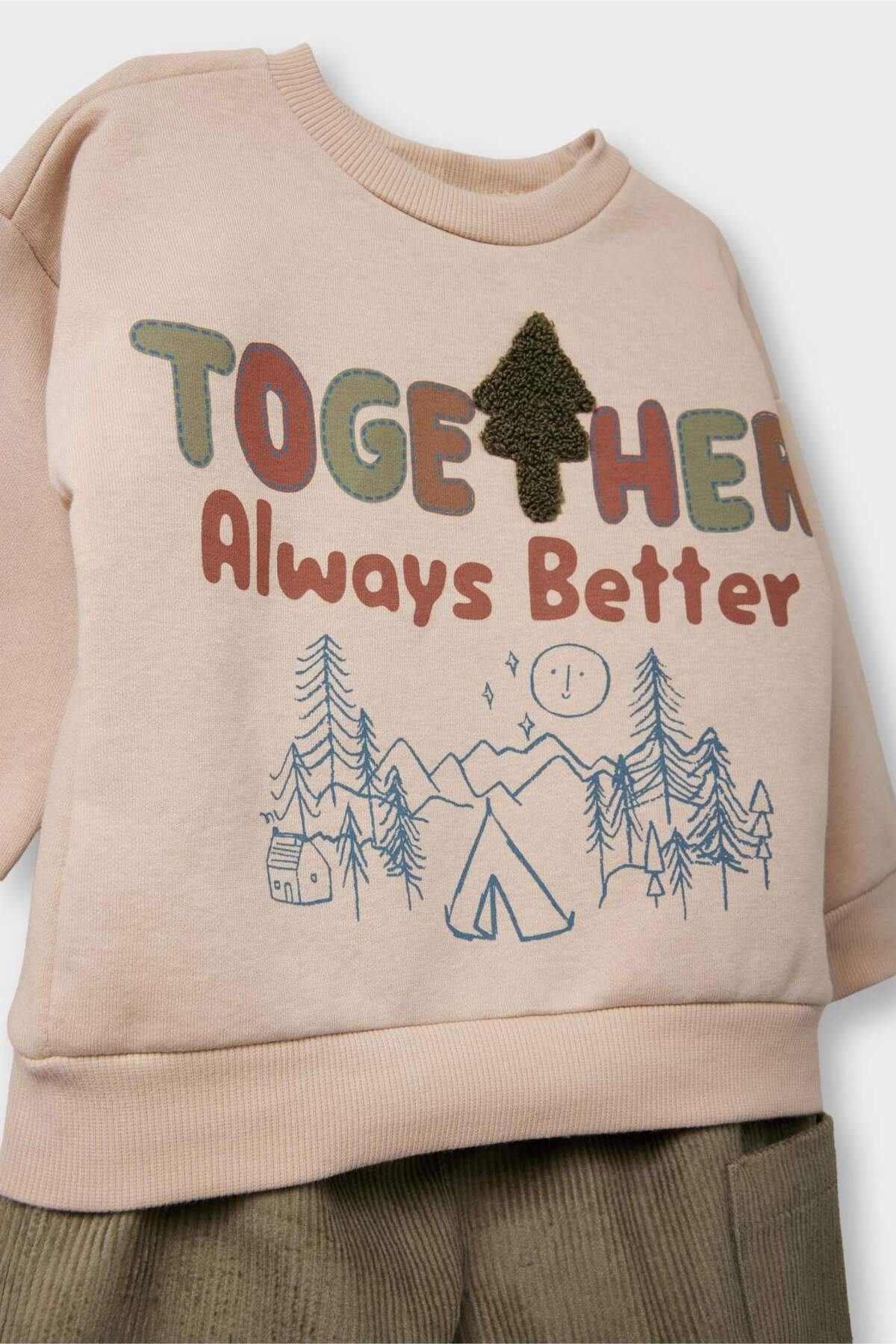 Defacto 2'li Takım Kadife Baskılı Sweatshirt Pantolon Erkek Bebek F7594A525WN fotoğrafı 3 (önizleme)