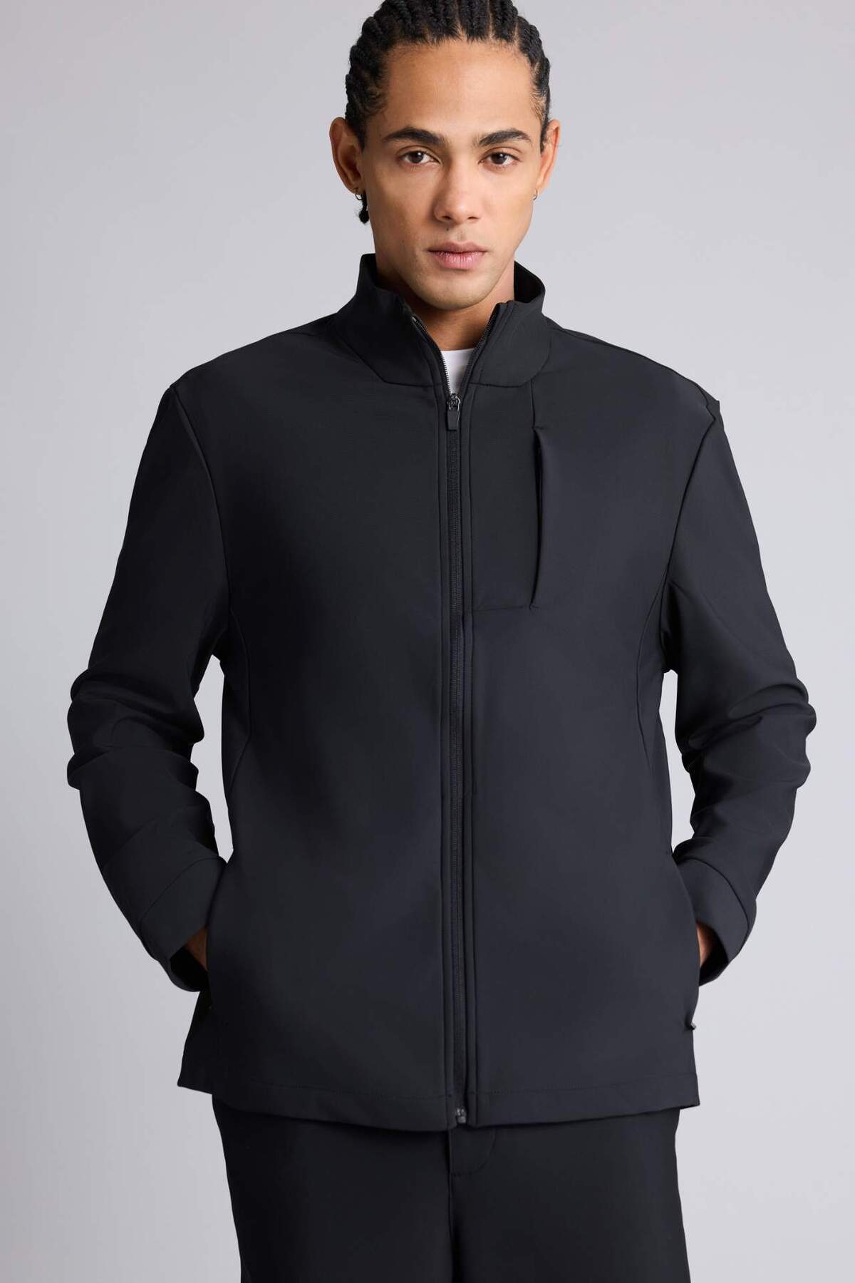 Defacto  Standart Fit Dik Yaka Fermuarlı Sweatshirt F7635AX25AU - Görsel 3