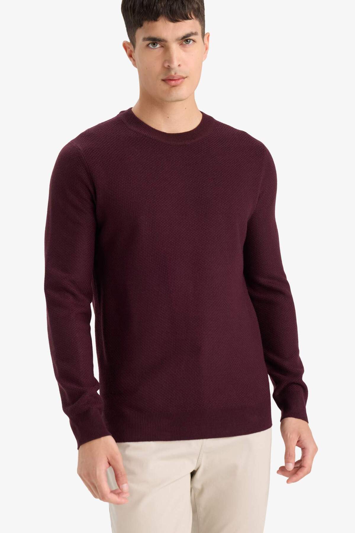 DeFacto Standart Fit Bisiklet Yaka Basic Dokulu Triko Kazak F1777AX25AU