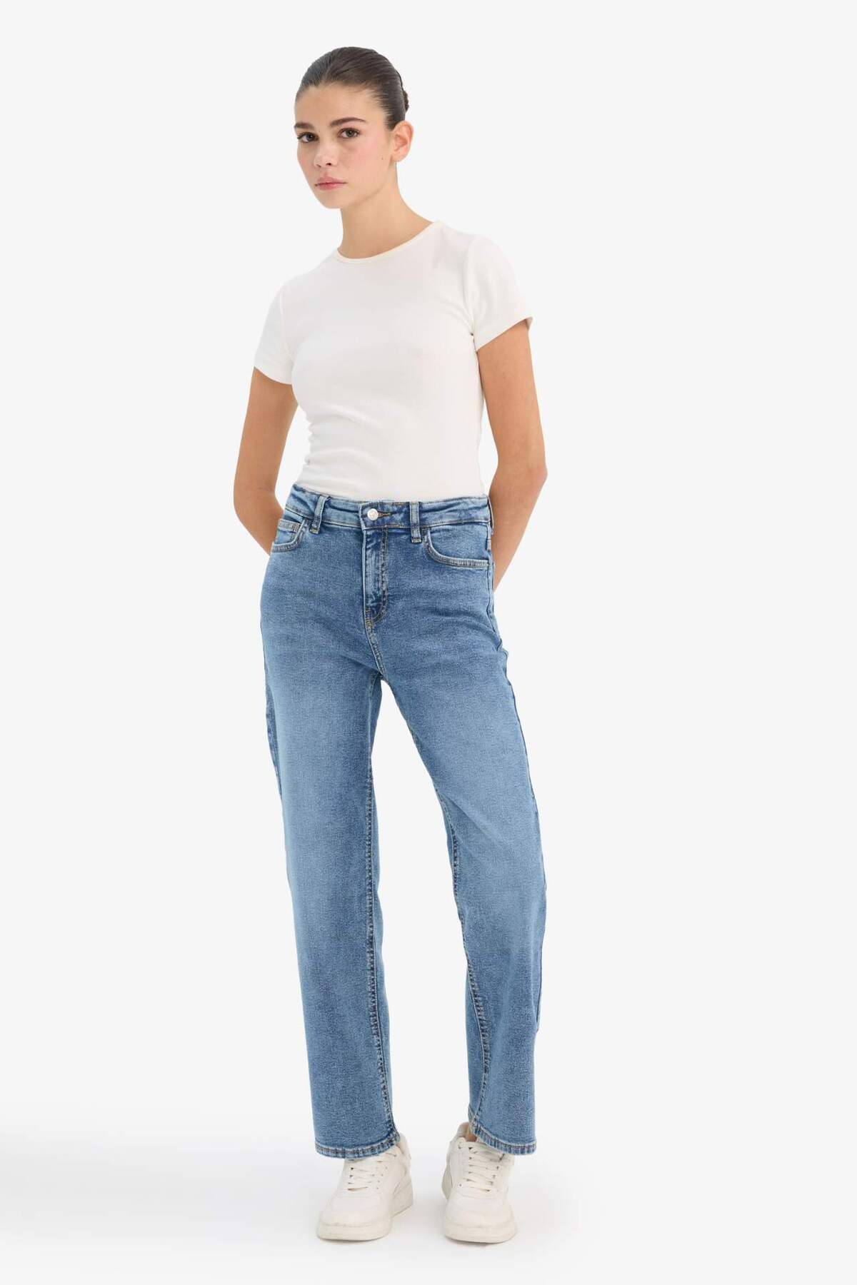 Defacto  Comfort Straıght Normal Bel Bilek Boy Jean Yıkamalı Pantolon F9726AX25WN - Görsel 2