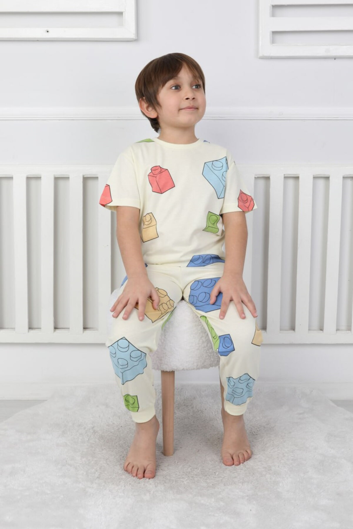 bunny hopp Erkek Çocuk Oyun Blokları Desenli Kısa Kollu Yazlık Pijama Takımı %100 Pamuk Süprem Penye fotoğrafı 4 (önizleme)