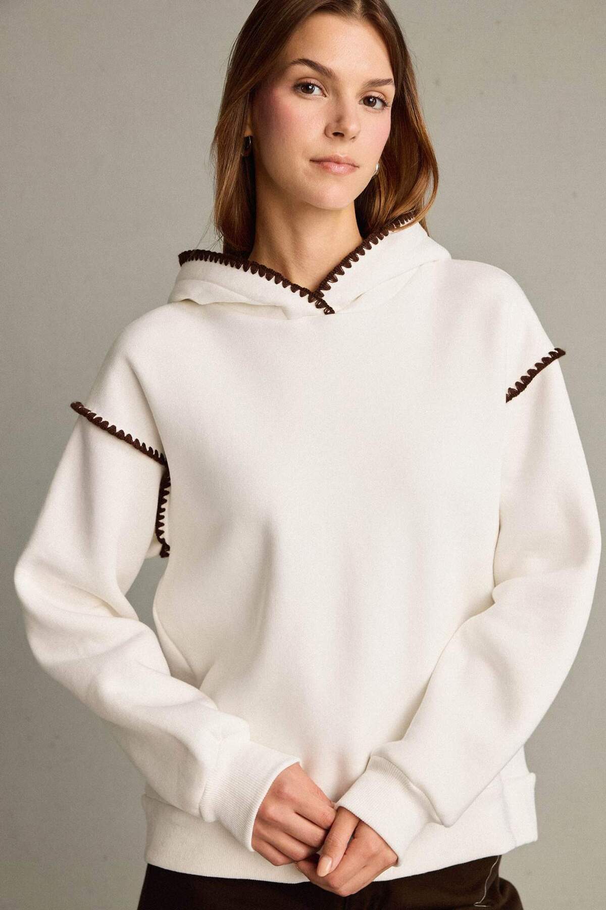 Defacto  Overshirt Fit Kapüşonlu Sweatshirt G3318AX25AU - Görsel 3