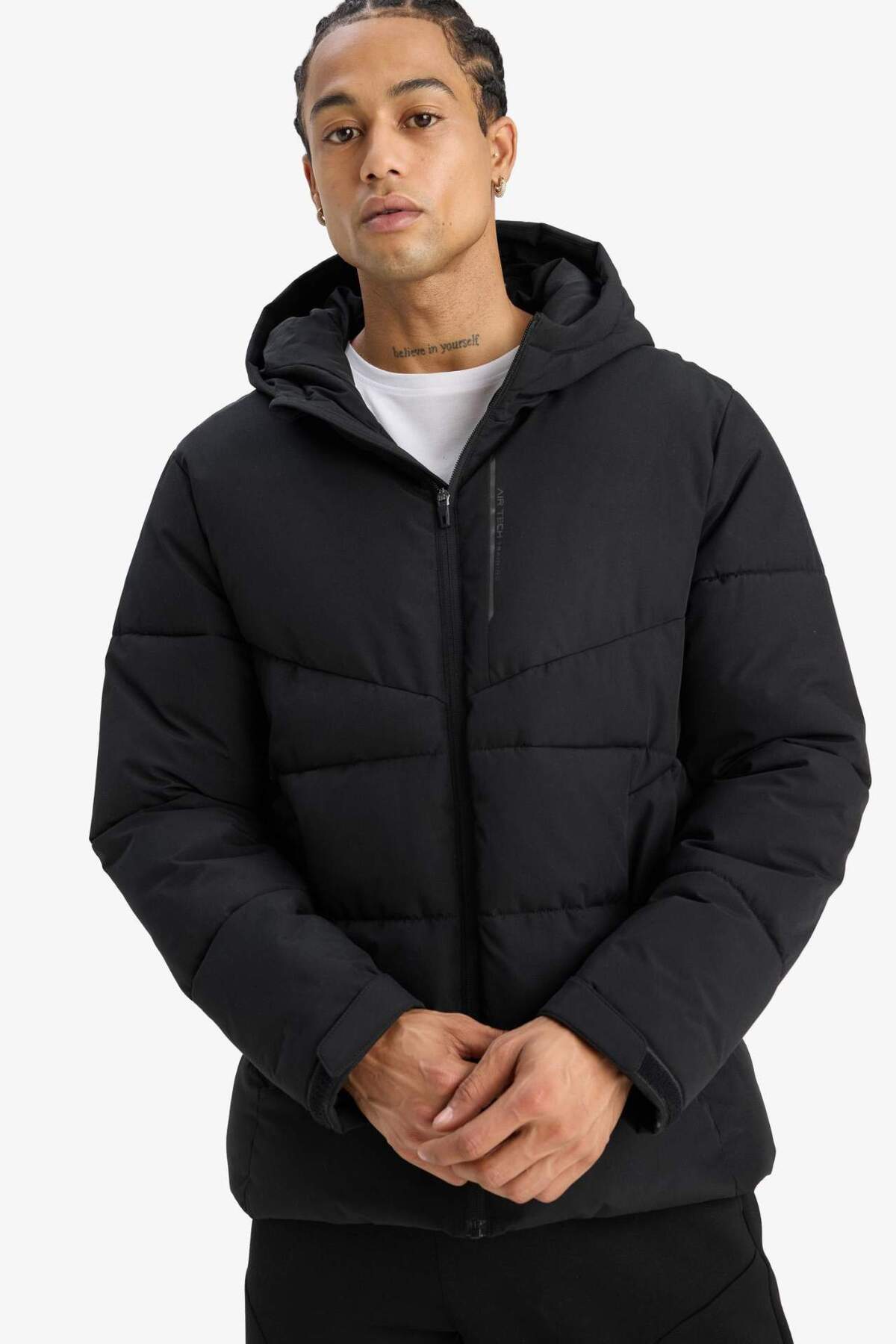 Defacto  Su İtici Rüzgar Geçirmez Regular Fit Kapüşonlu Fermuarlı Cepli Kışlık Mont E9491AX25WN - Görsel 7