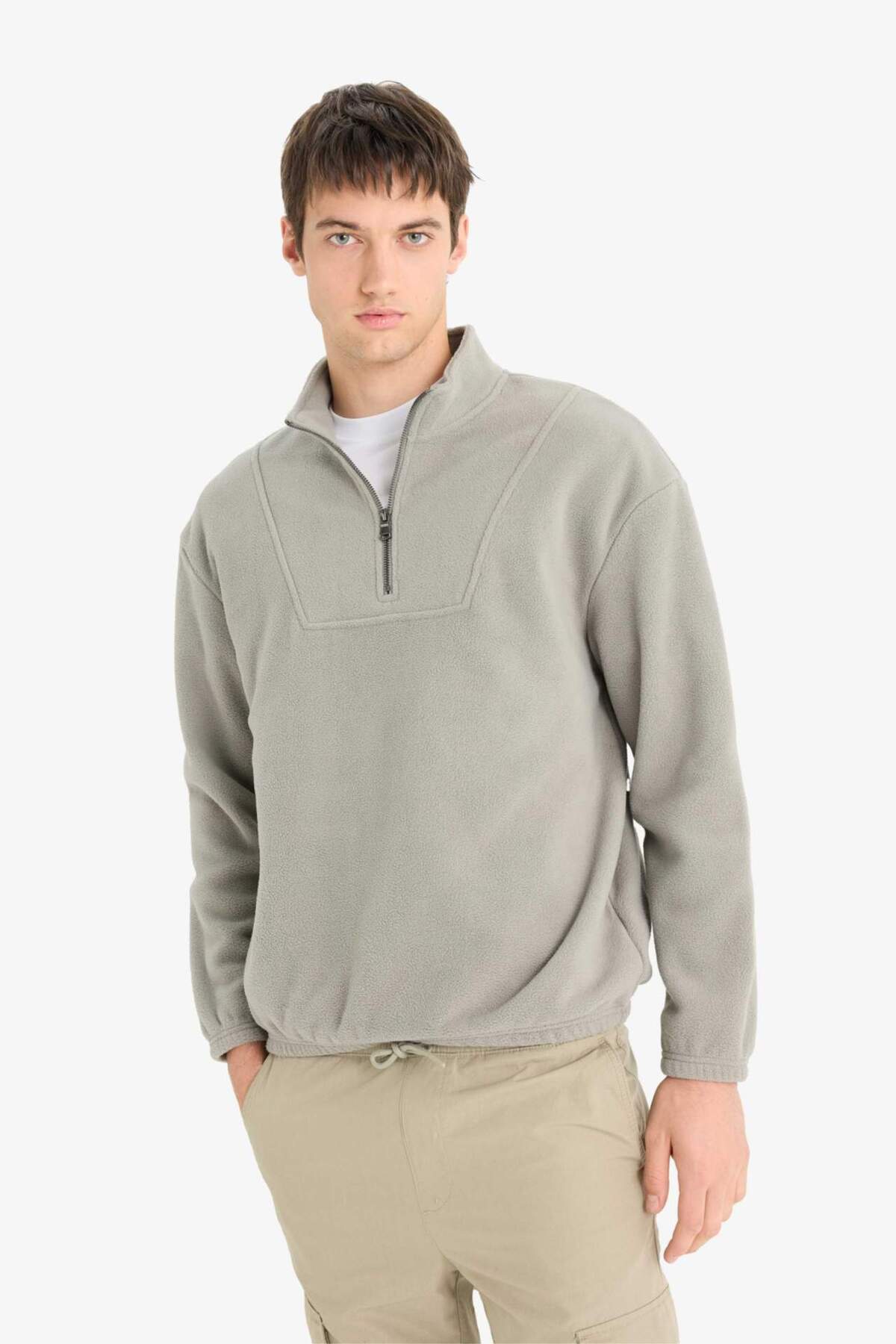Defacto  Yarım Fermuarlı Polar Sweatshirt E8632AX25WN - Görsel 4