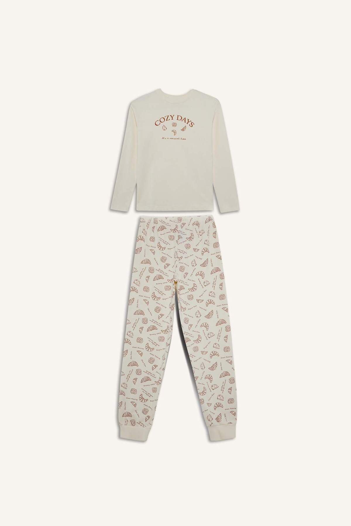 Defacto %100 Pamuklu Baskılı Beli Lastikli Pijama Takımı Kız Çocuk F6231A825WN fotoğrafı 7 (önizleme)