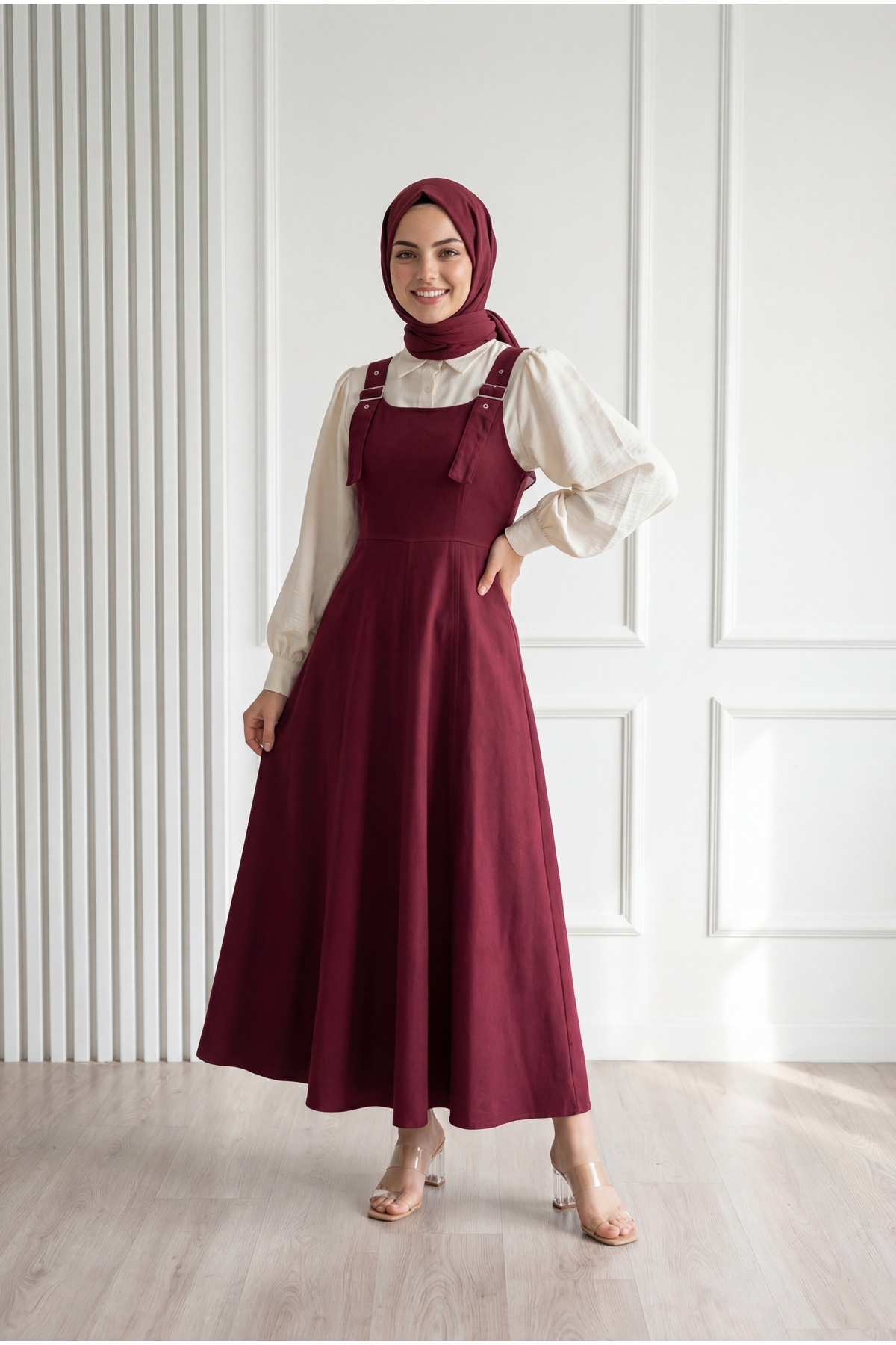 MİHRA STORE  Celia Sülfür Gabardin Jile-BN4289 Bordo