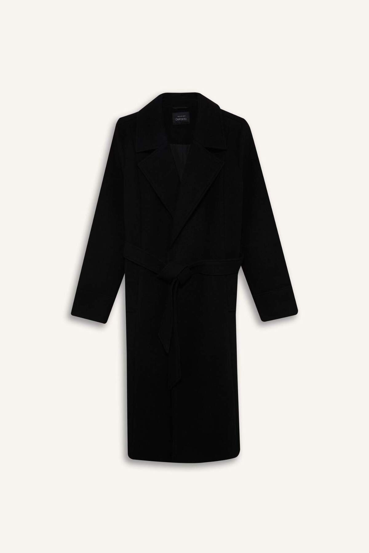 Defacto  Regular Fit Kuşaklı Kaşe Kaban F1207AX25WN - Görsel 8