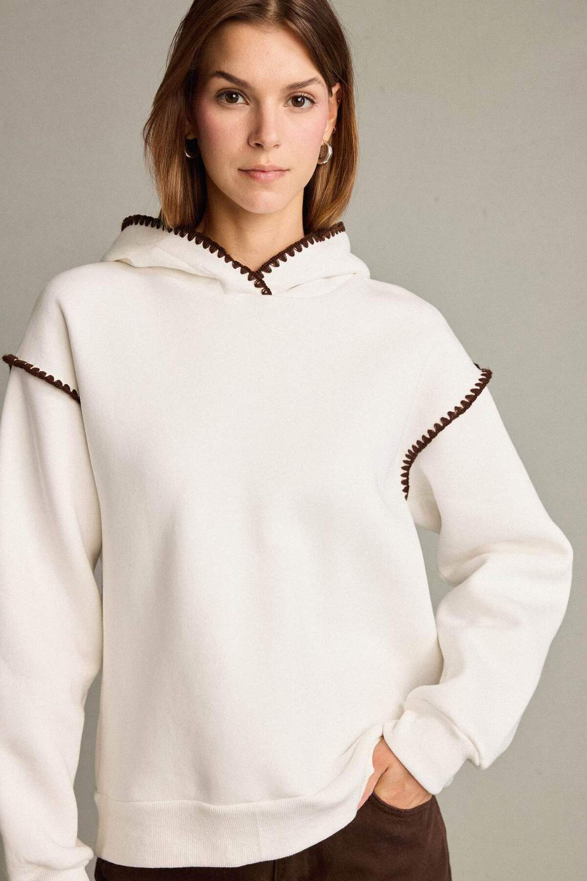 Defacto  Overshirt Fit Kapüşonlu Sweatshirt G3318AX25AU - Görsel 4