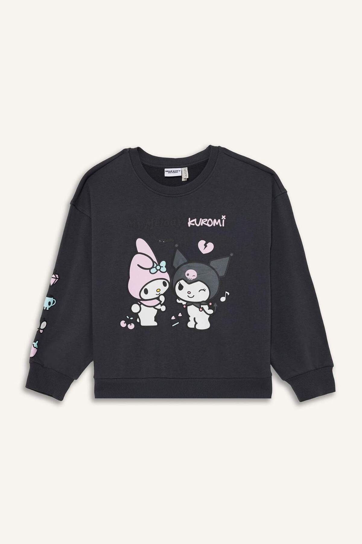 Defacto Kuromi Oversize Geniş Kalıp Bisiklet Yaka Sweatshirt Kız