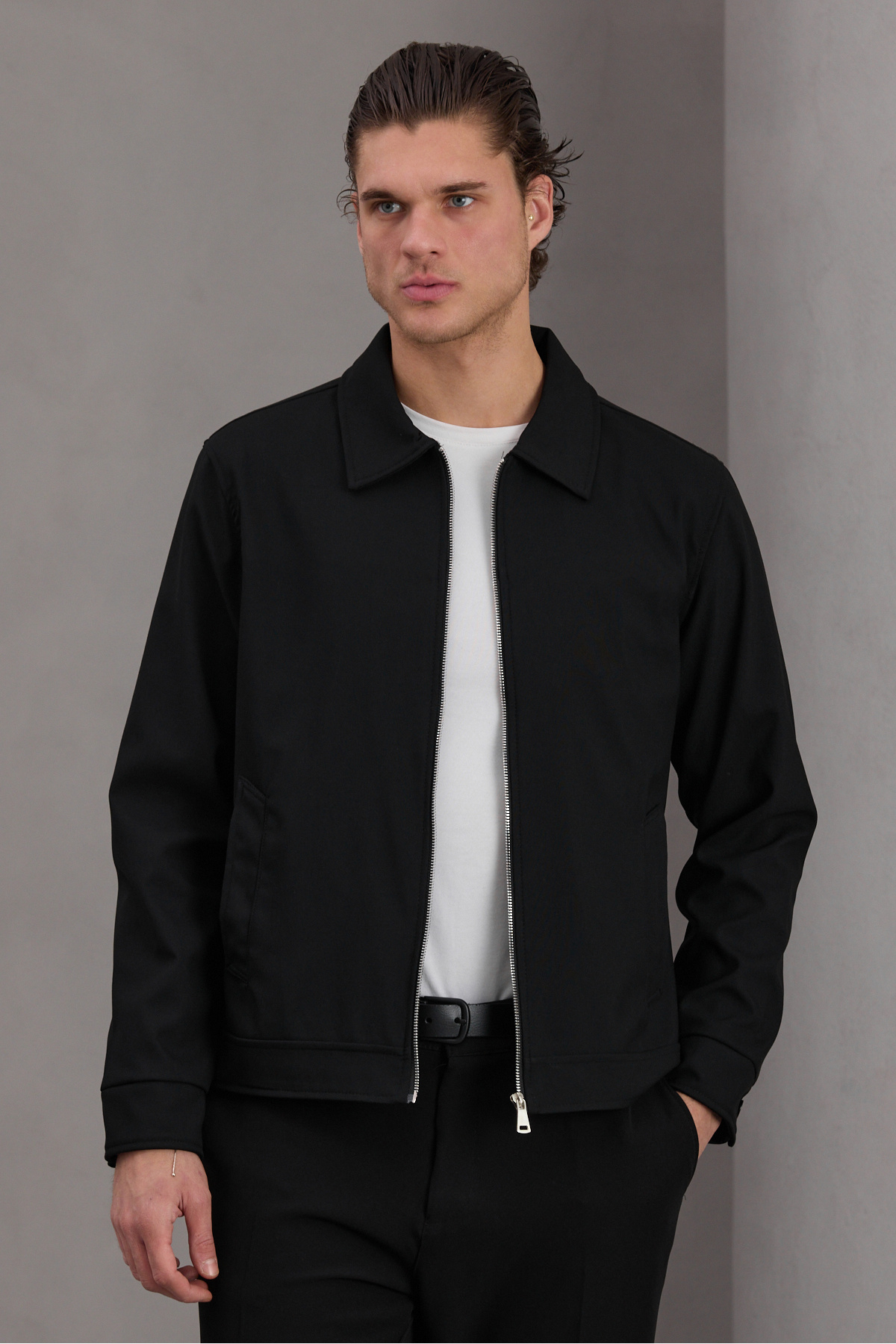 Bossago  Erkek Siyah Klasik Yaka Astarlı Casual Mevsimlik Ceket - Görsel 3