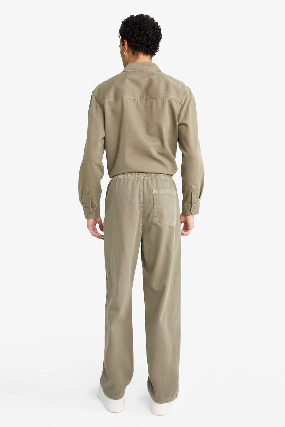 %100 Pamuk Baggy Fit Pantolon F6129AX25AU — خاکی — تصویر 6 از 6