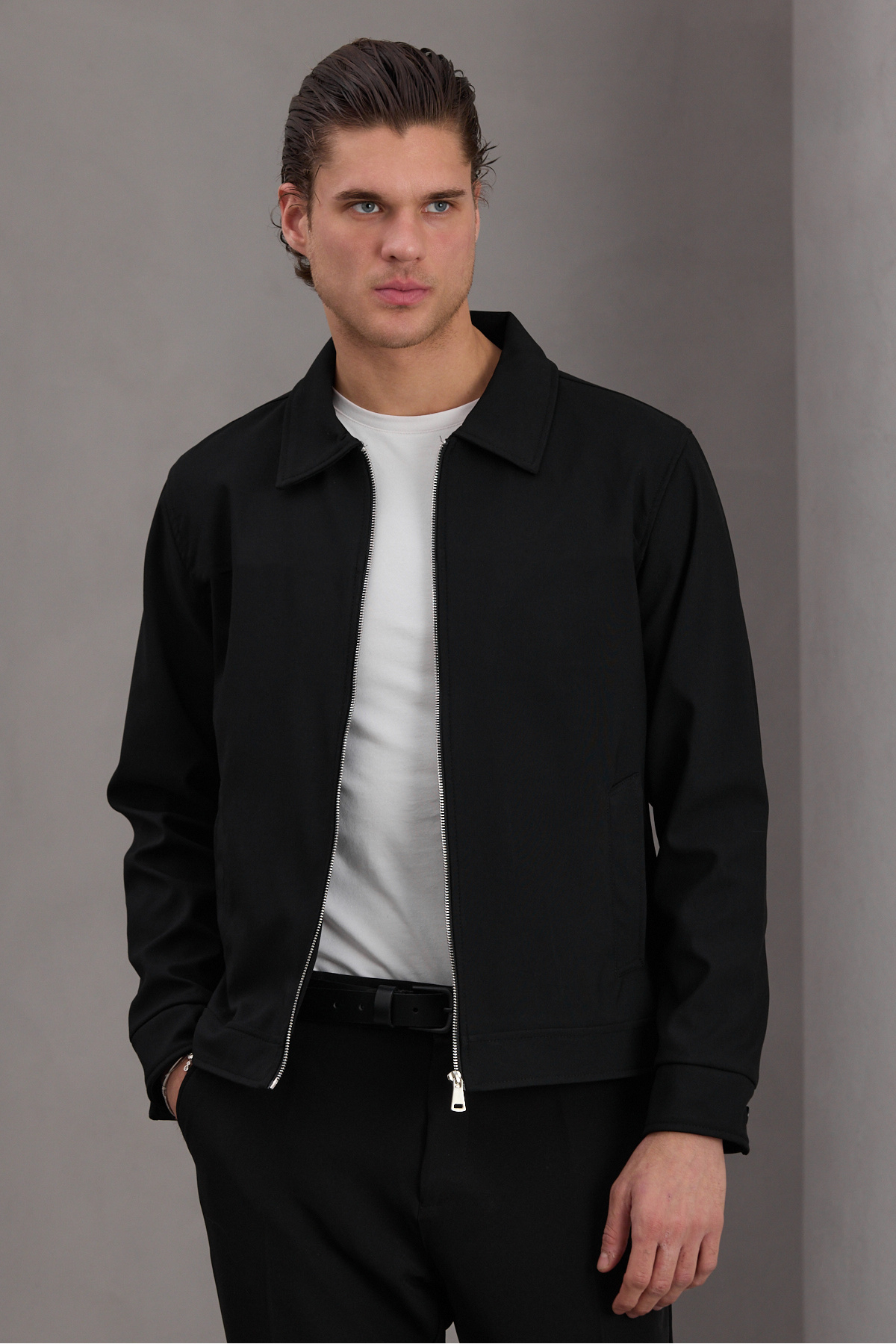 Bossago  Erkek Siyah Klasik Yaka Astarlı Casual Mevsimlik Ceket - Görsel 5