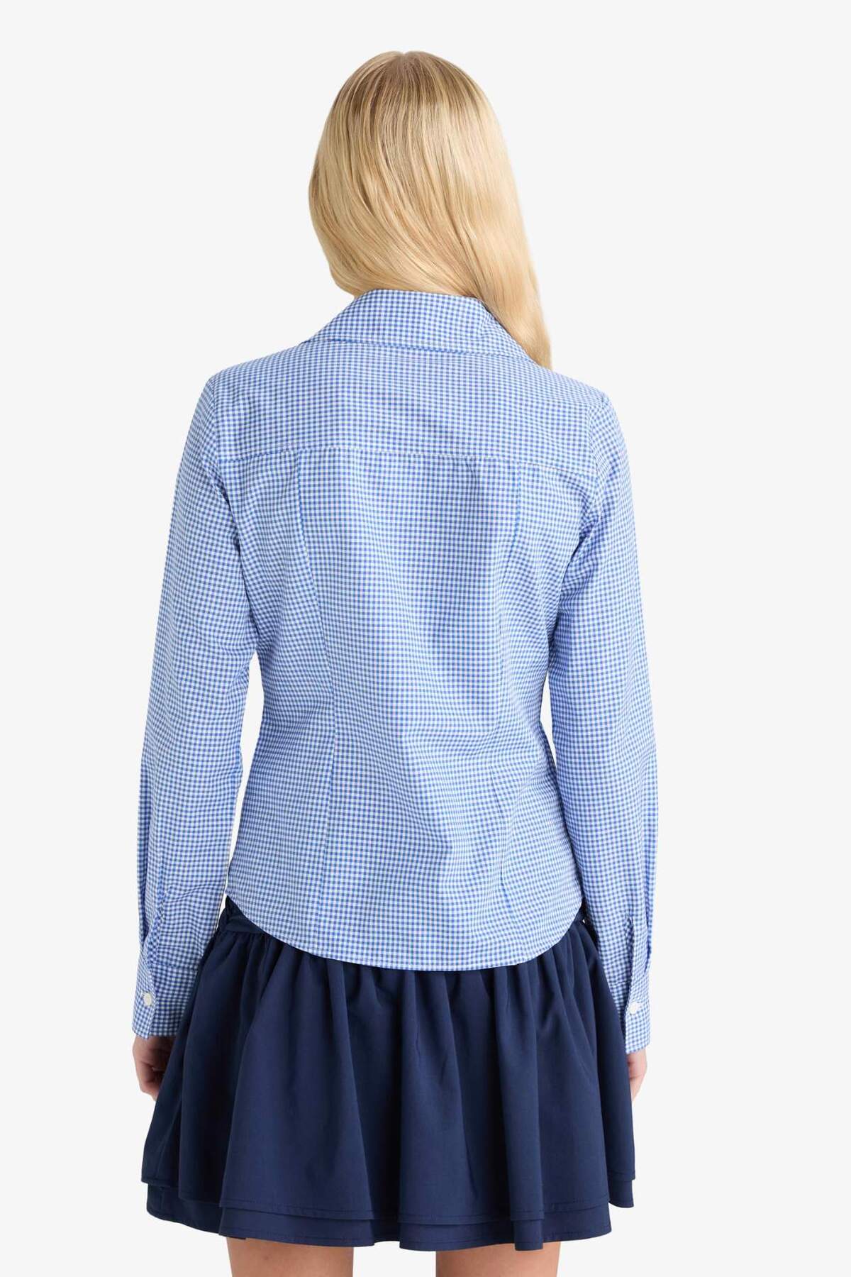 DeFacto Fitted Poplin Uzun Kollu Gömlek G0996AX25AU görsel 6