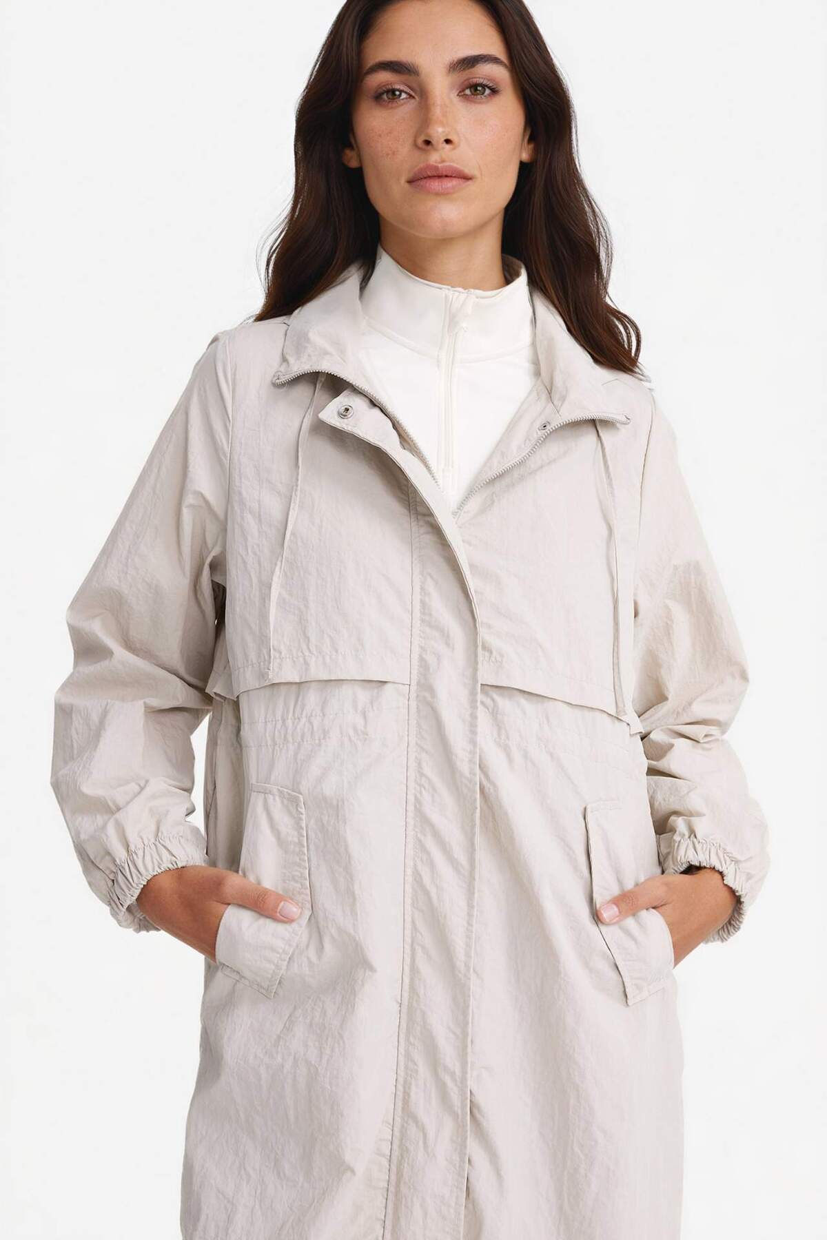 Defacto  Su İtici Kapüşonlu Fermuarlı Uzun Yağmurluk E8554AX25AU - Görsel 4