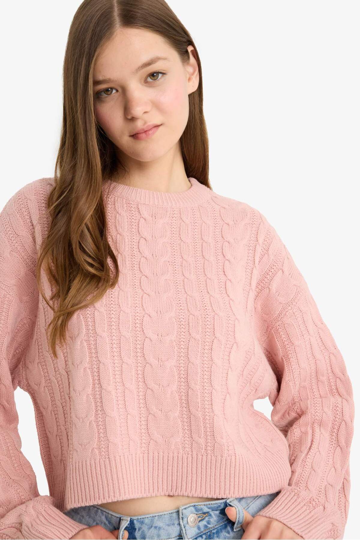 DeFacto Regular Fit Bisiklet Yaka Triko Kazak T4518AZ25WN görsel 4