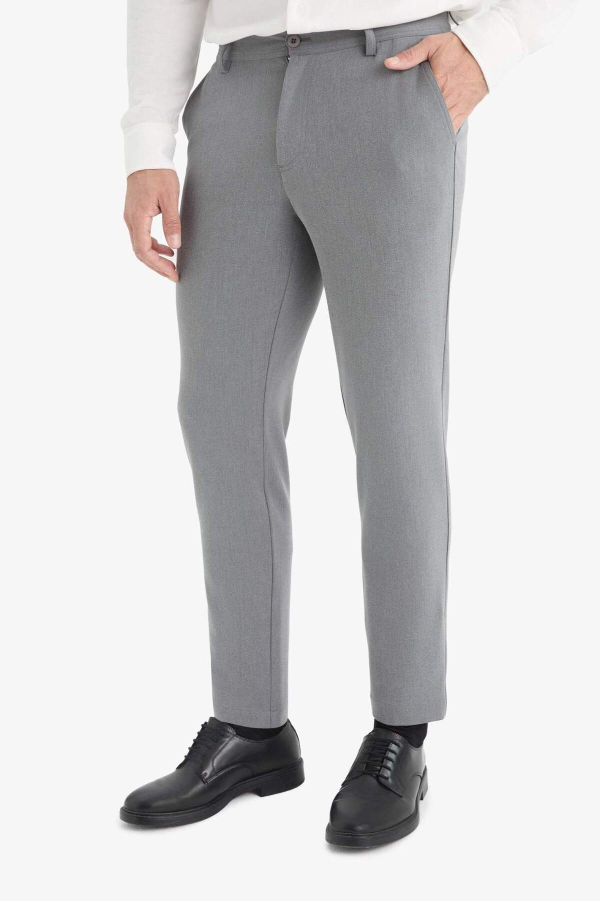 Defacto  Tailored Fit Her Yöne Esneyen Yumuşak Tuşe Gri Erkek Pantolon C7508AX/GR377 - Görsel 4