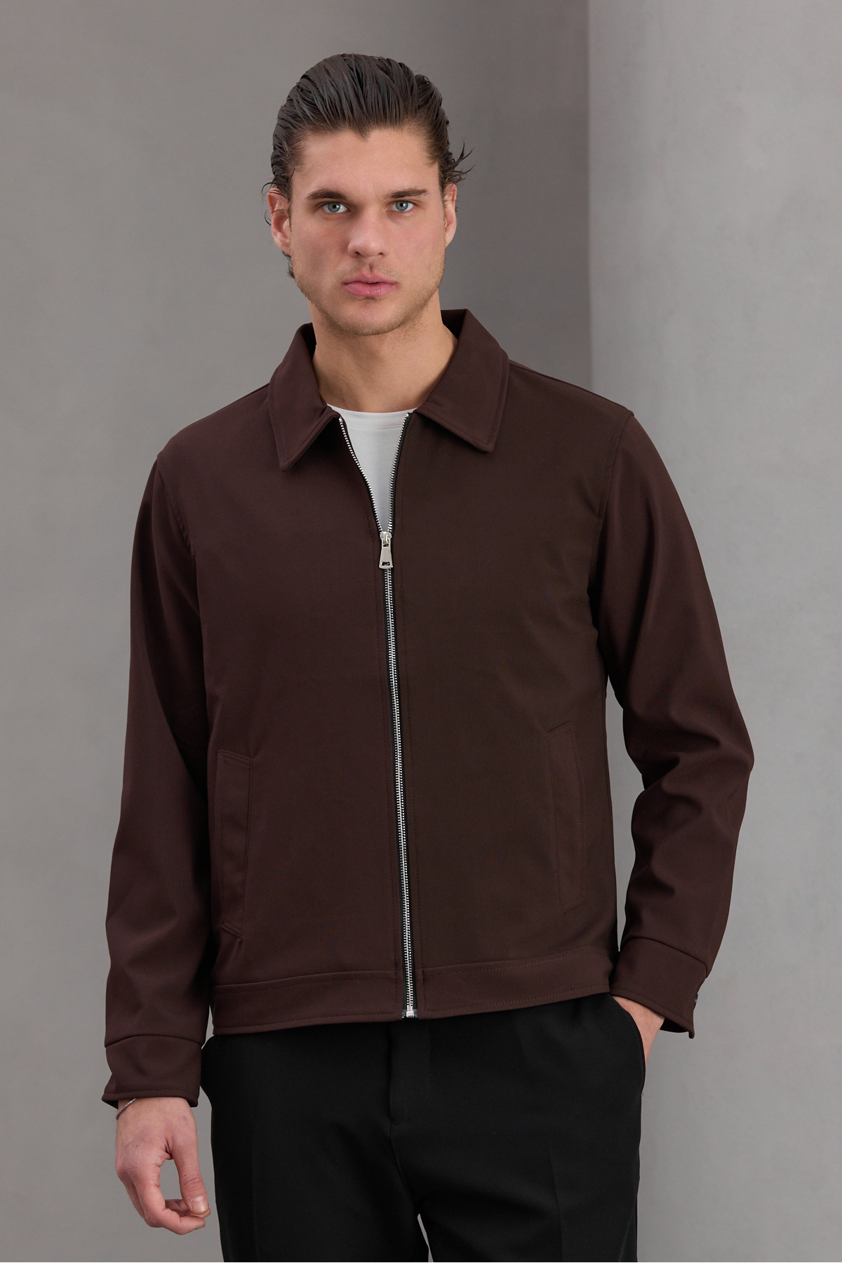 Bossago  Erkek Siyah Klasik Yaka Astarlı Casual Mevsimlik Ceket - Görsel 4