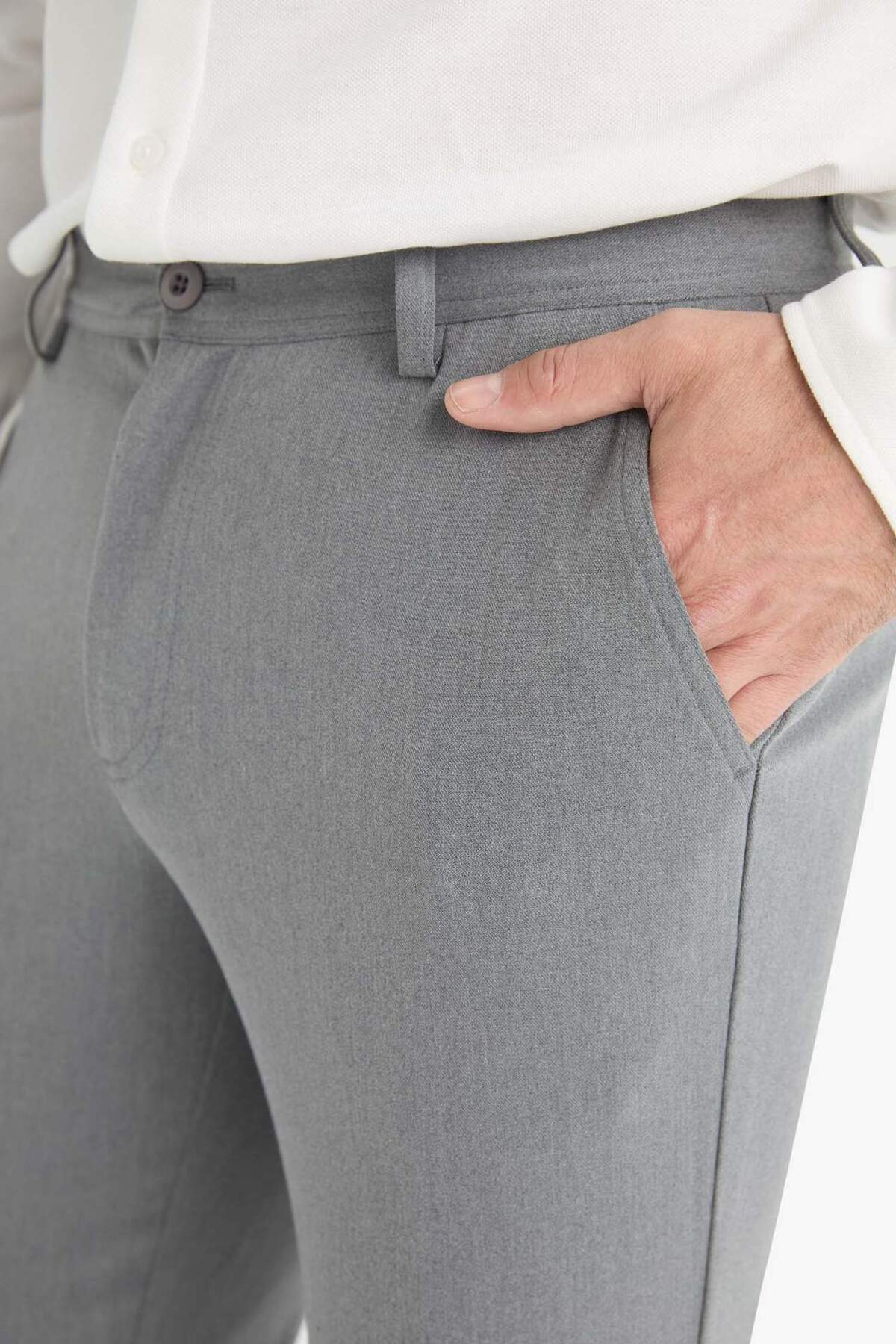 Defacto  Tailored Fit Her Yöne Esneyen Yumuşak Tuşe Gri Erkek Pantolon C7508AX/GR377 - Görsel 5