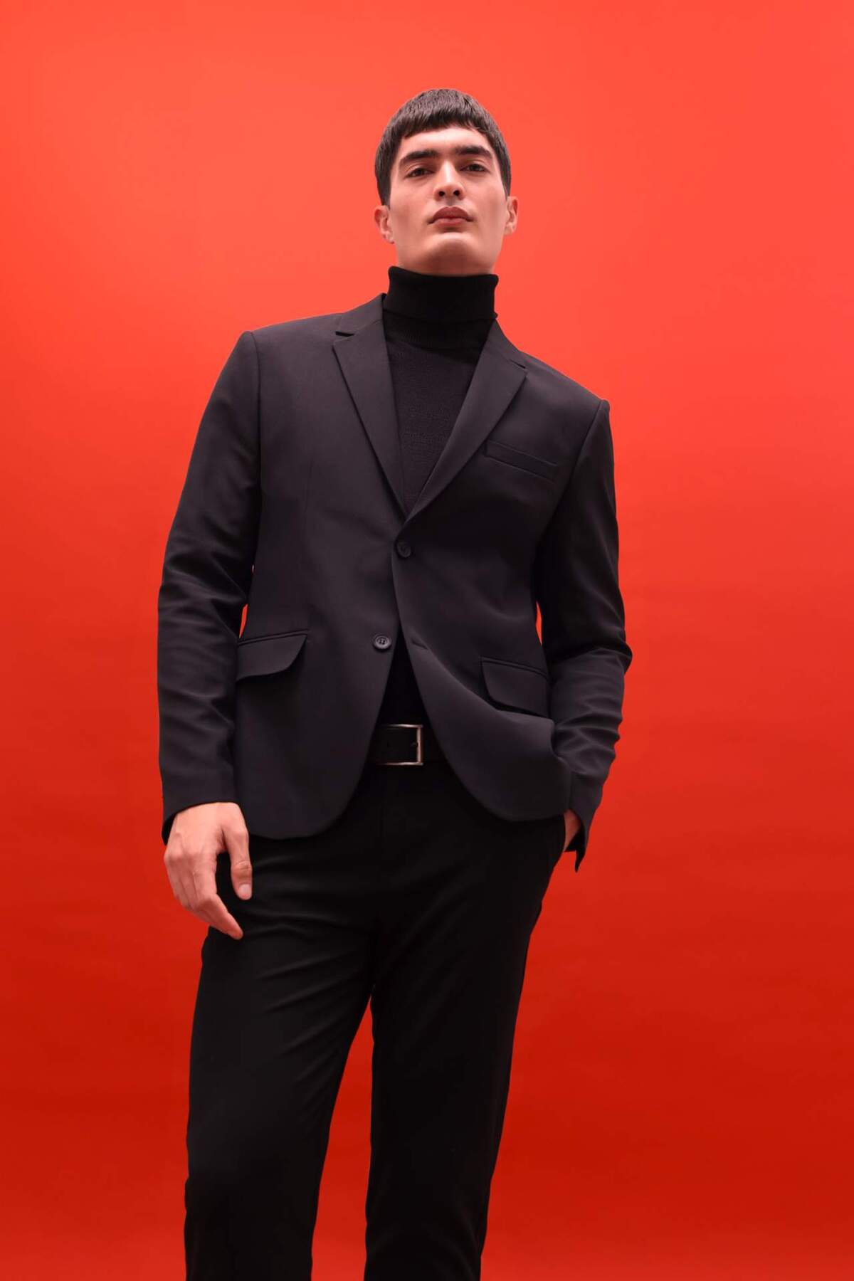 Defacto  Slim Fit Dar Kesim Çapraz Dokuma Düğmeli Blazer Ceket F7232AX25AU - Görsel 3